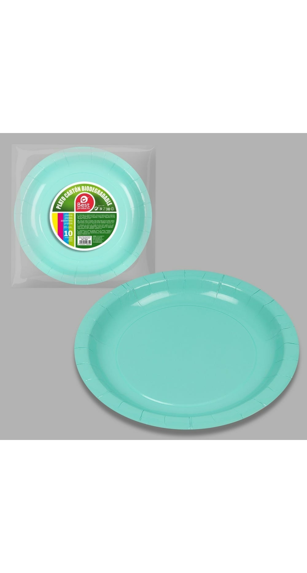 Round Paper Plate 20cm Aquamarine - 10pk