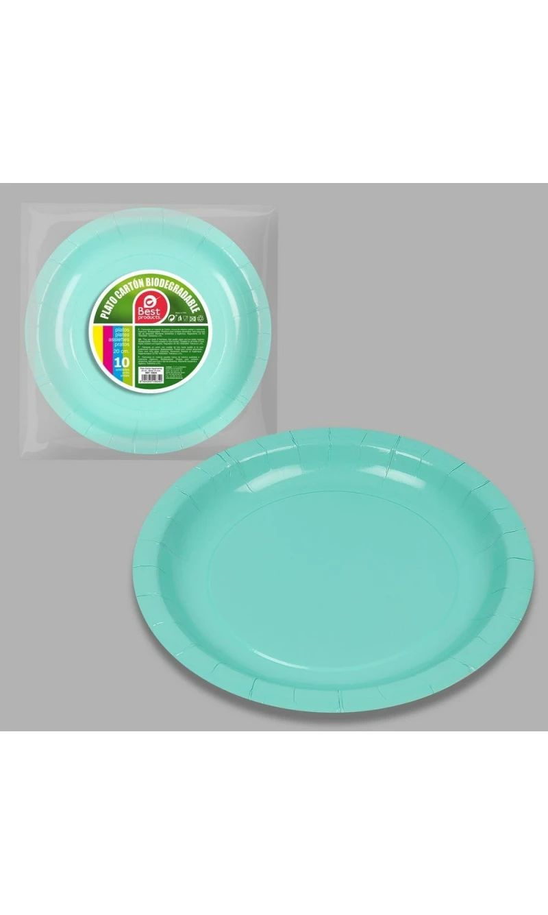 Round Paper Plate 20cm Aquamarine - 10pk