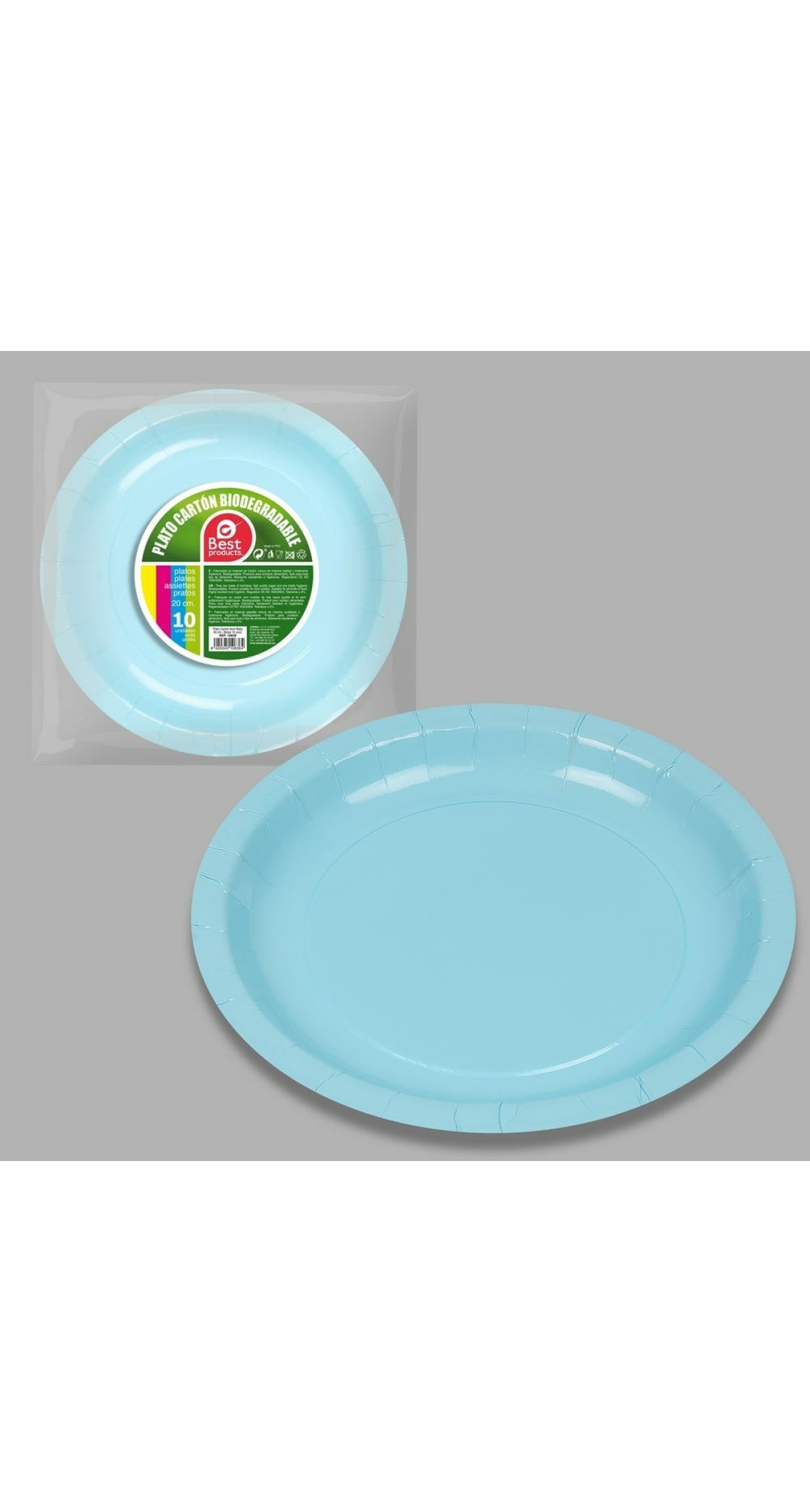 Round Paper Plate 20cm Light Blue - 10pk