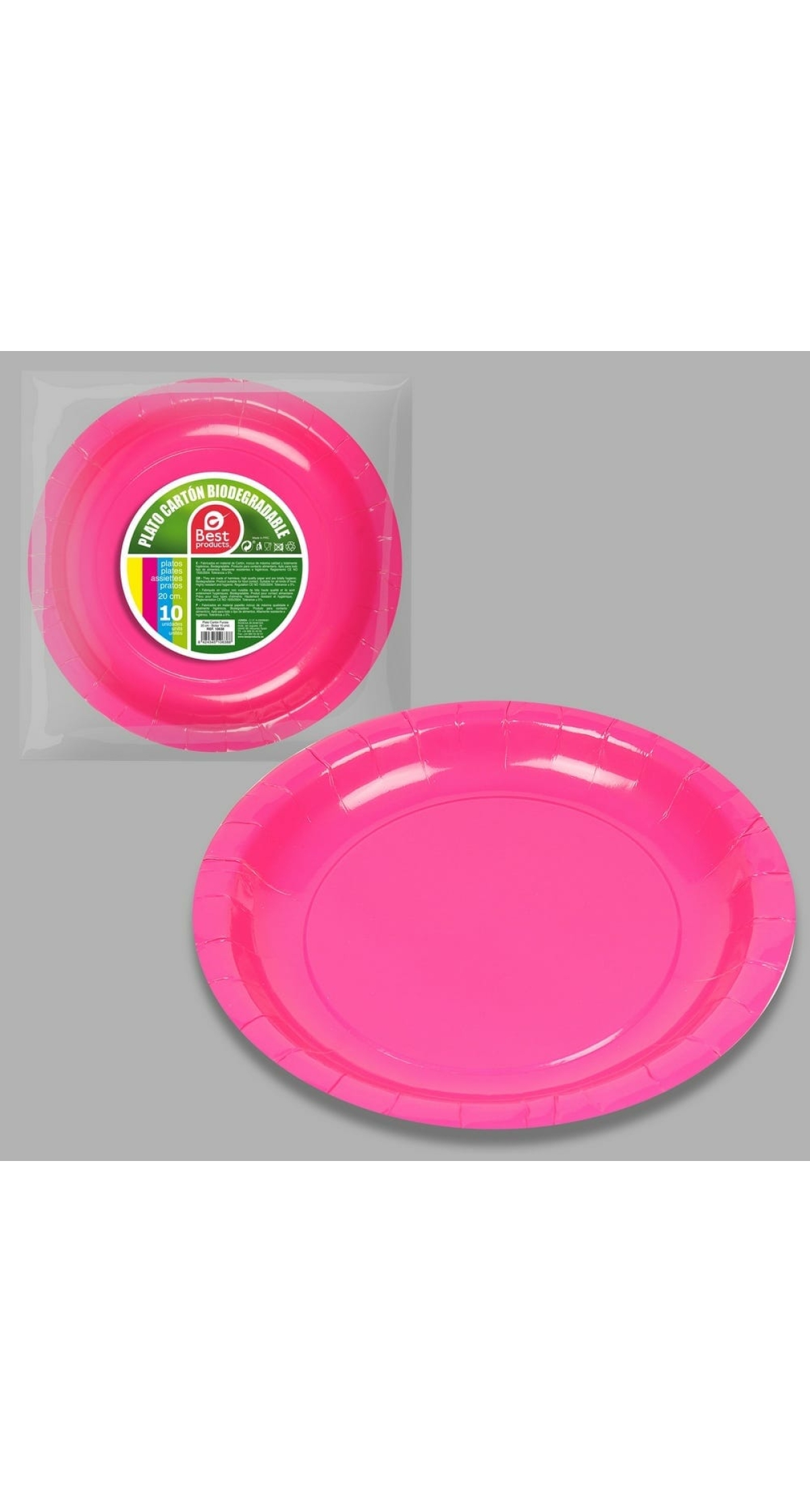 Round Paper Plate 20cm Fuchsia - 10pk