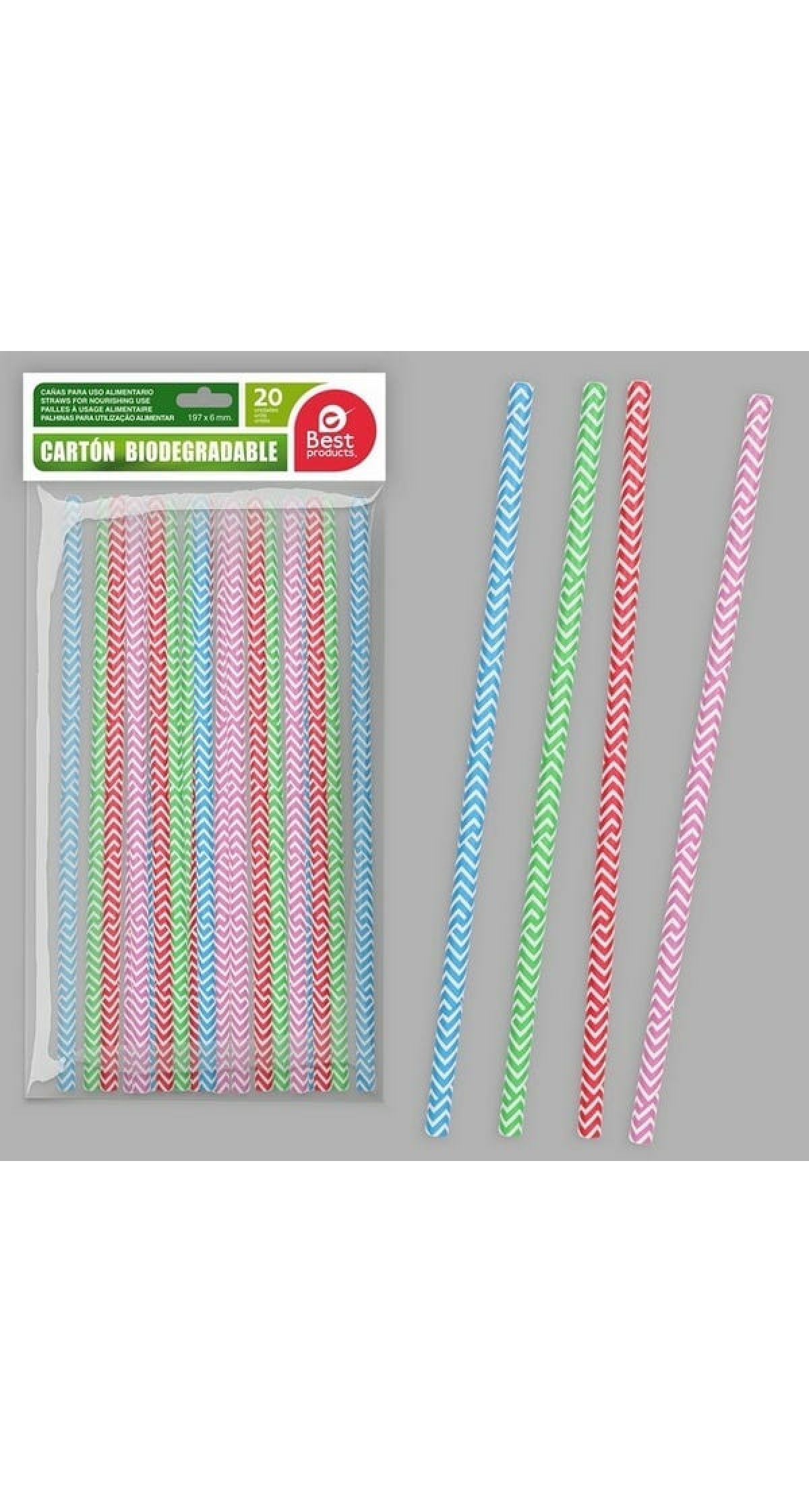S/20 STRIPES COLOR CARDBOARD STRAWS 197 X 8 MM
