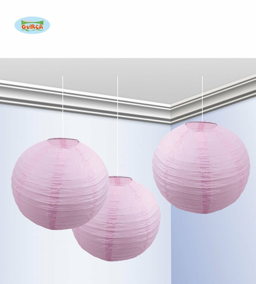 Light Pink Paper Lantern Decorations 25cm - 3pk