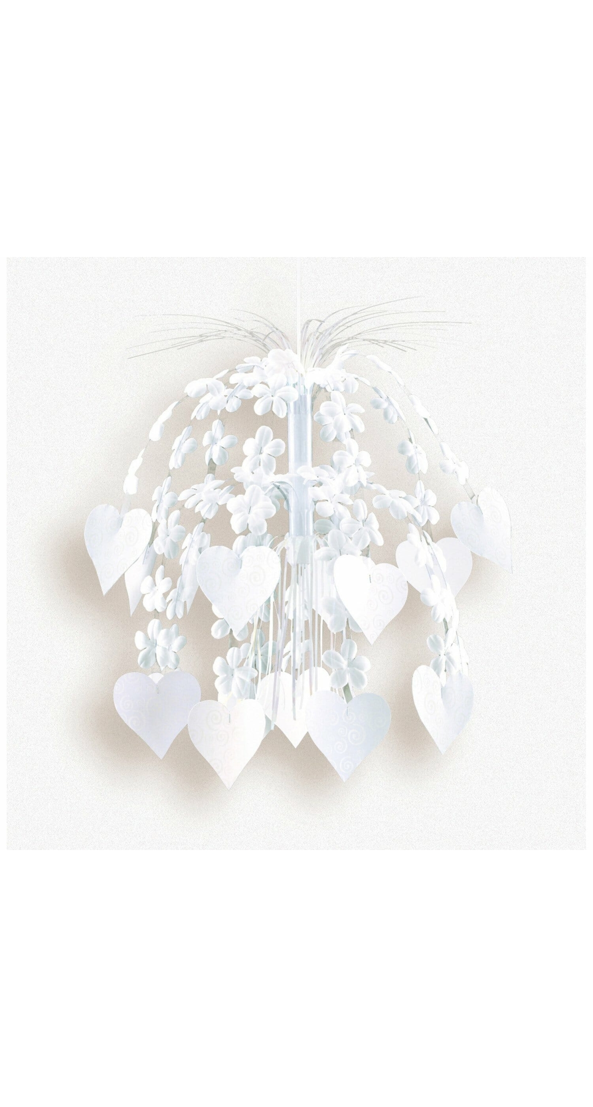Cascade Hanging Decoration Flowers & Hearts White - 70cm