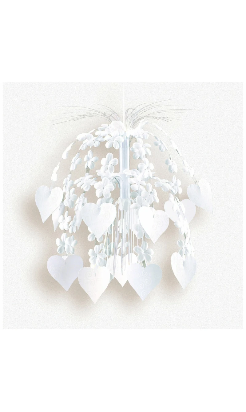 Cascade Hanging Decoration Flowers & Hearts White - 70cm