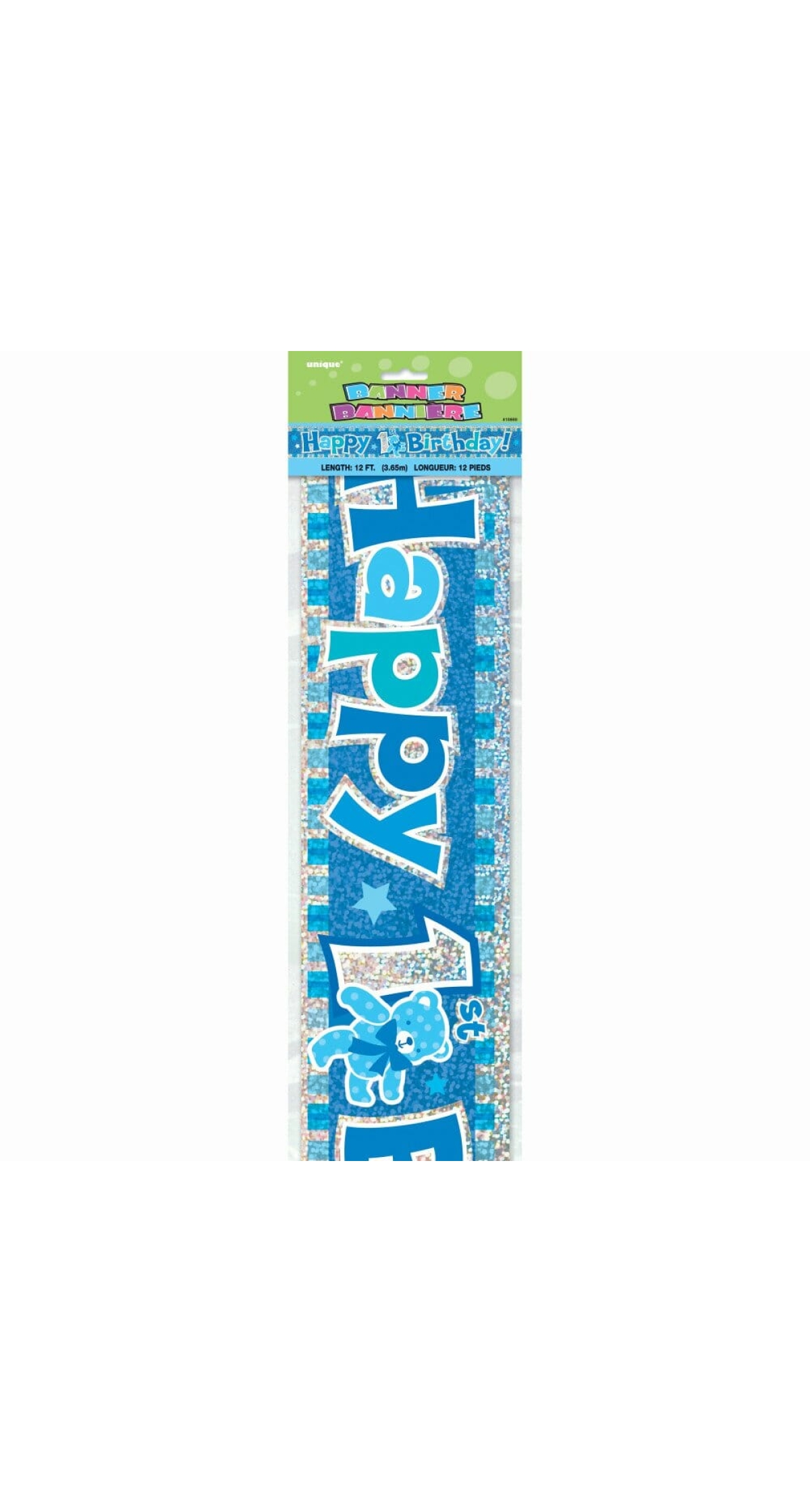 Happy 1st Birthday Blue Prism Banner - 12 ft