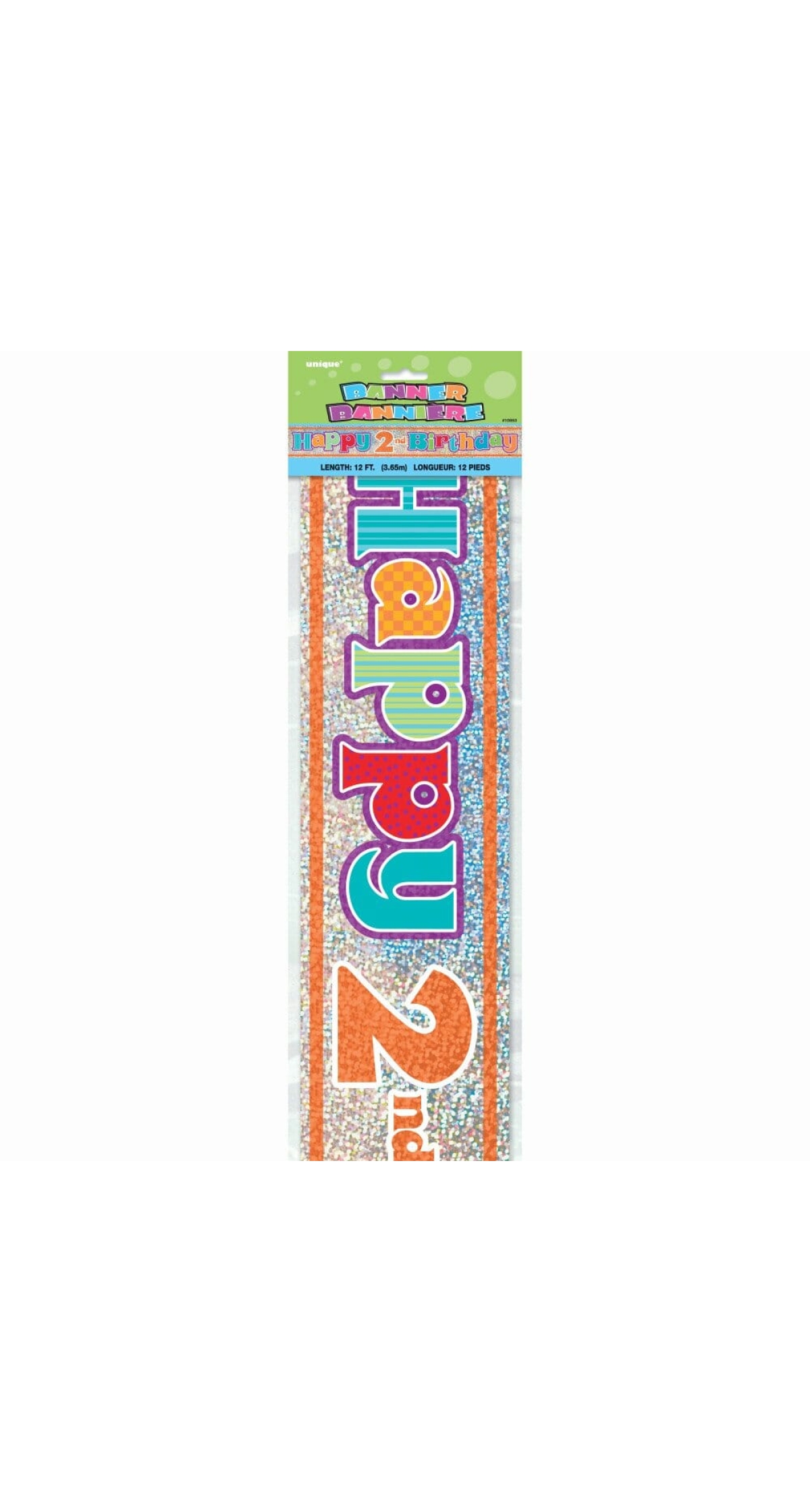 Happy 2nd Birthday Prism Banner - 12 ft
