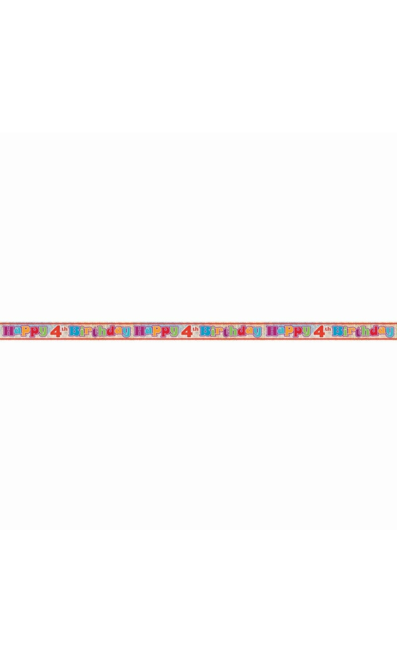 Happy 4th Birthday Prism Banner - 12 ft