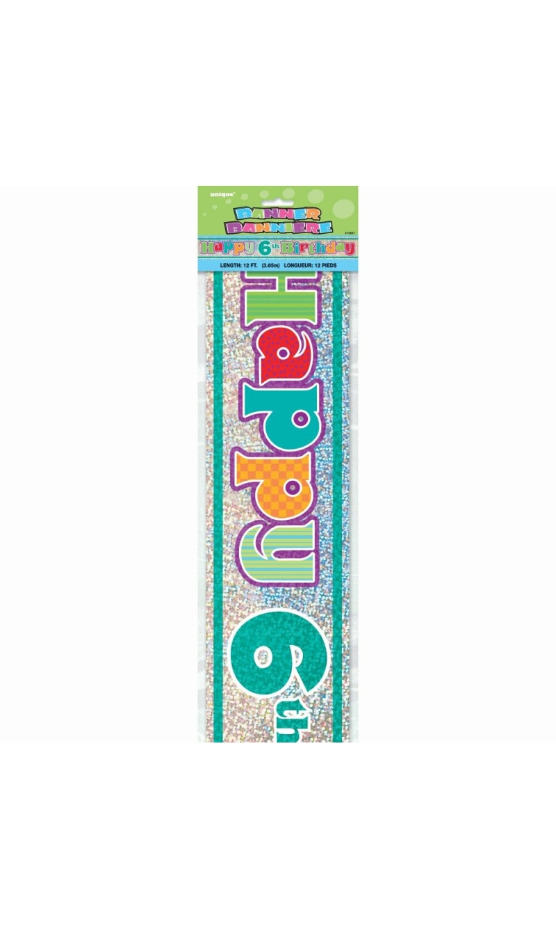 Happy 6th Birthday Prism Banner - 12 ft