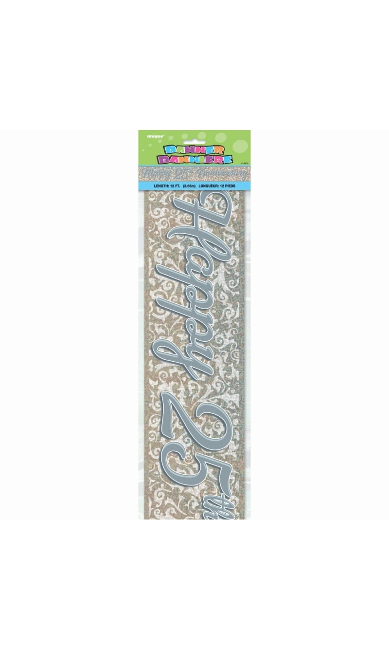 25th Silver Anniversary Prism Banner - 12 ft