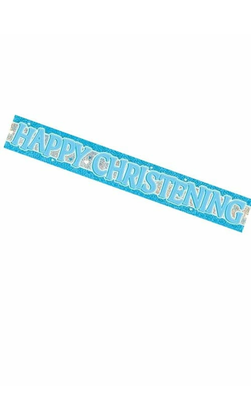 Blue Happy Christening Foil Banner - 3.65m