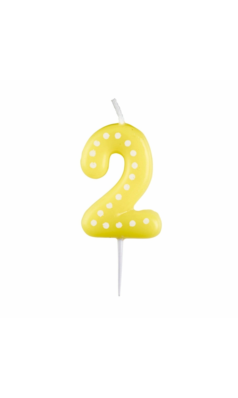 Numeral Candle 2 Dots & Stripes Height 6.5 cm