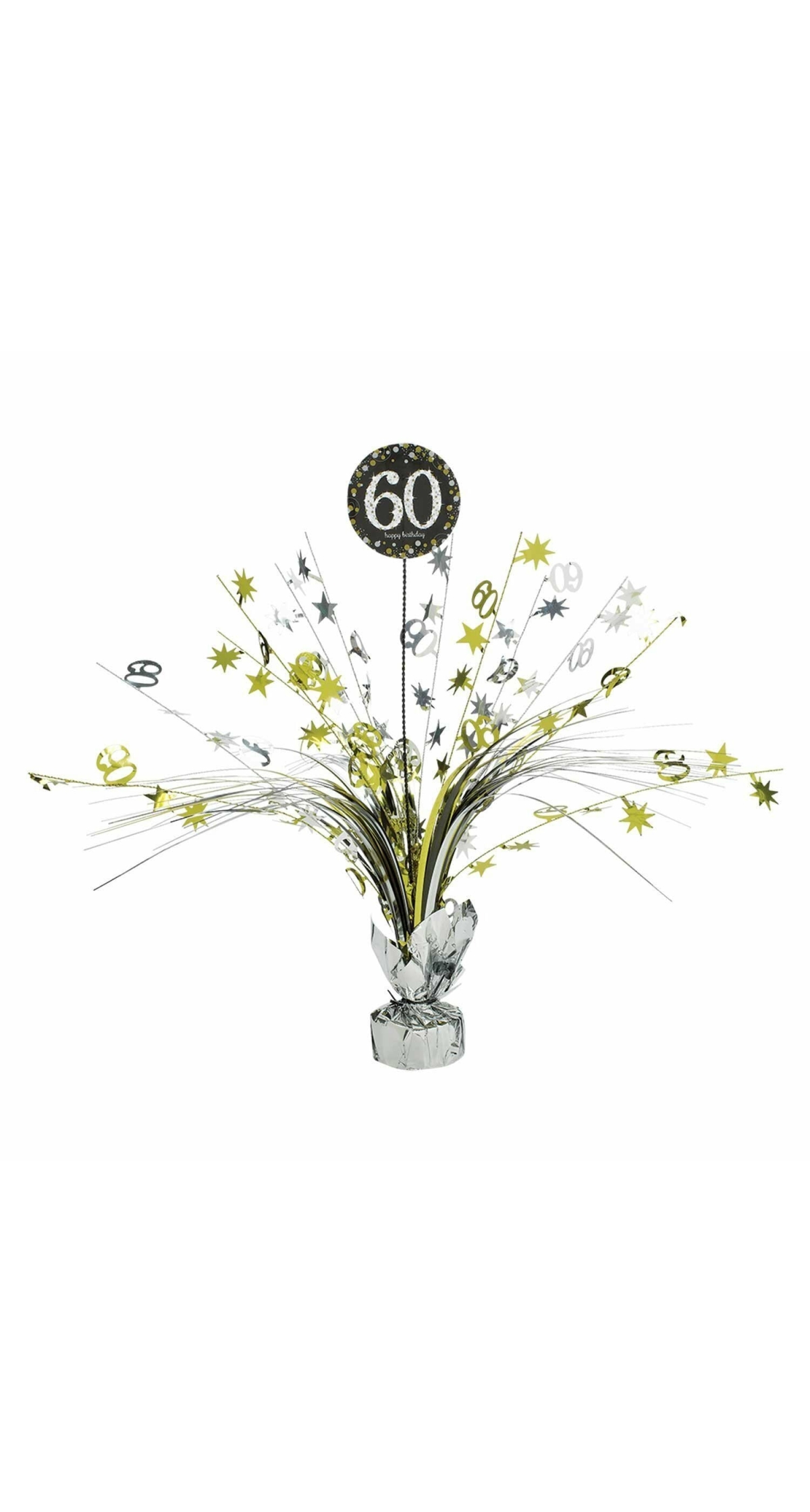 60th Birthday Gold Sparkling Celebration Centerpiece 46cm - 1pk