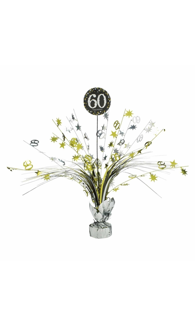 60th Birthday Gold Sparkling Celebration Centerpiece 46cm - 1pk