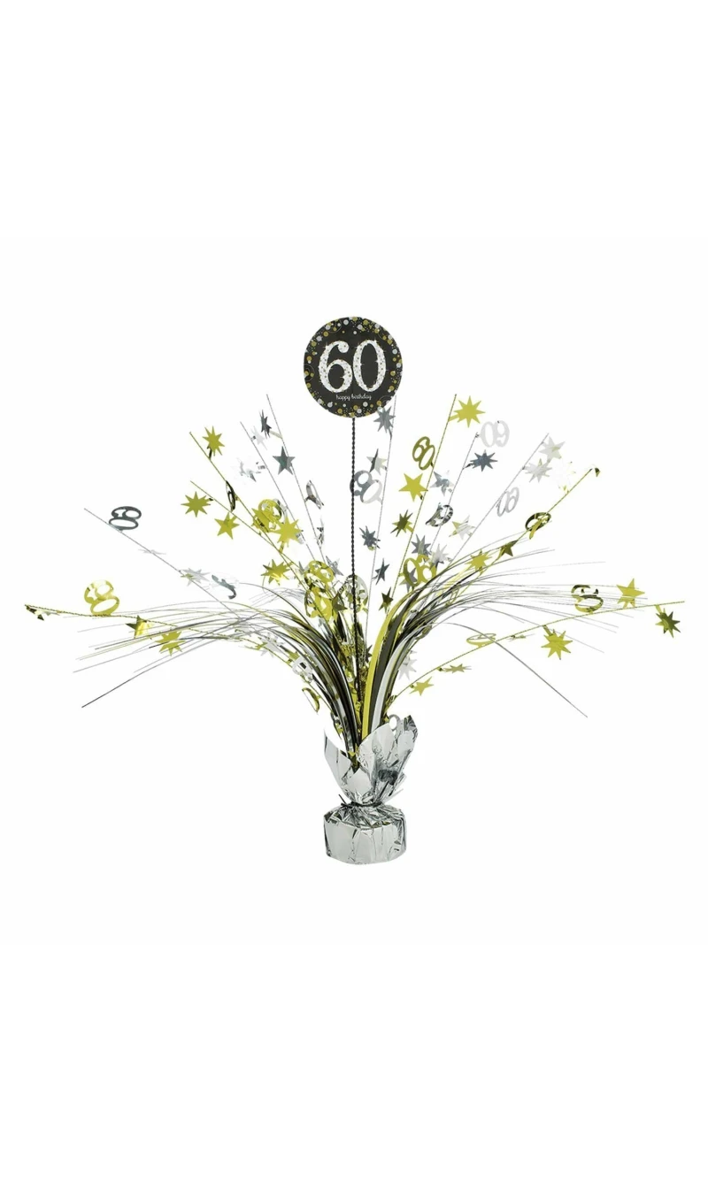 60th Birthday Gold Sparkling Celebration Centerpiece 46cm - 1pk