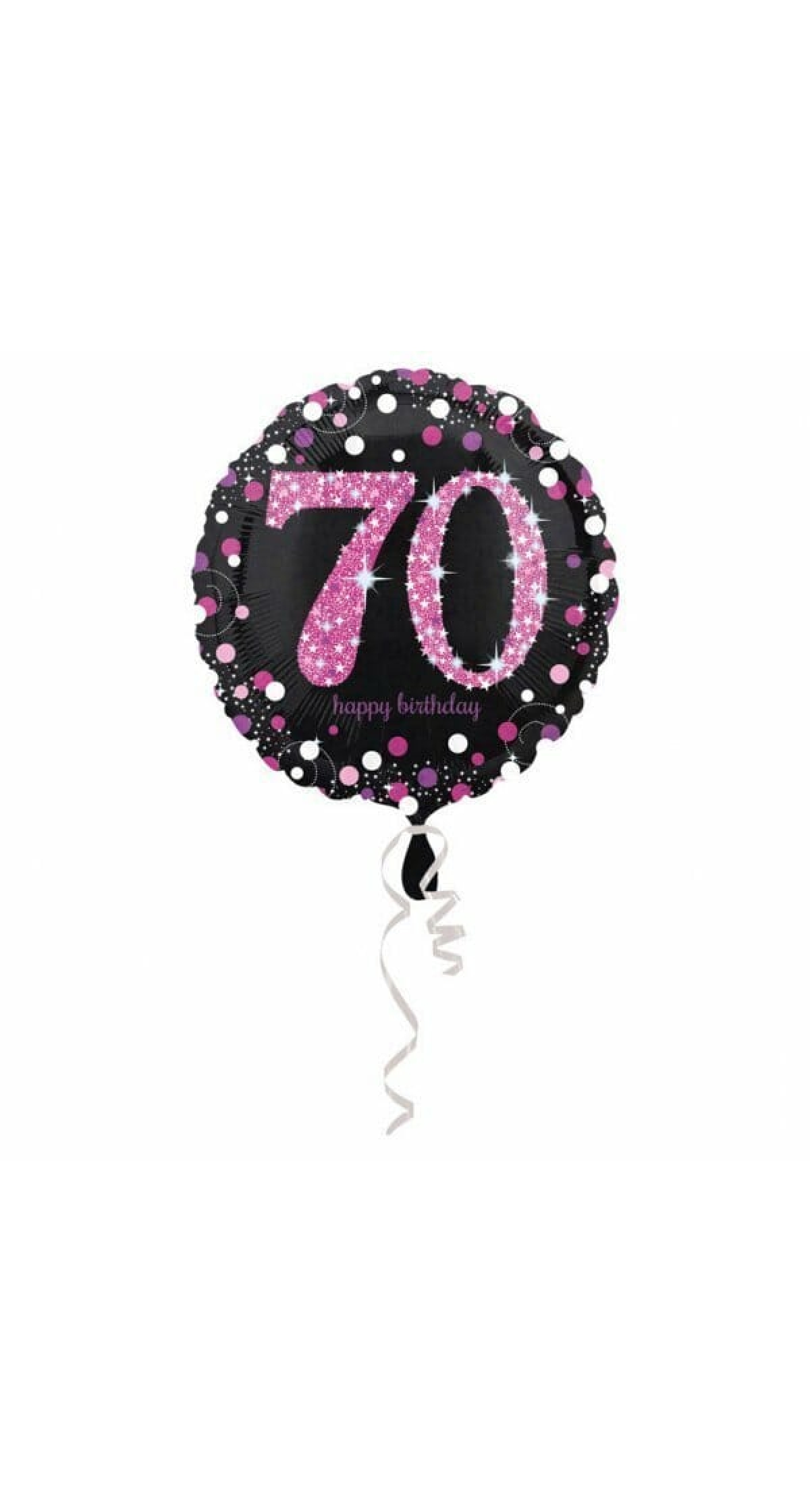 70 Happy Birthday Black/Pink Foil Balloon 18'' - 45cm