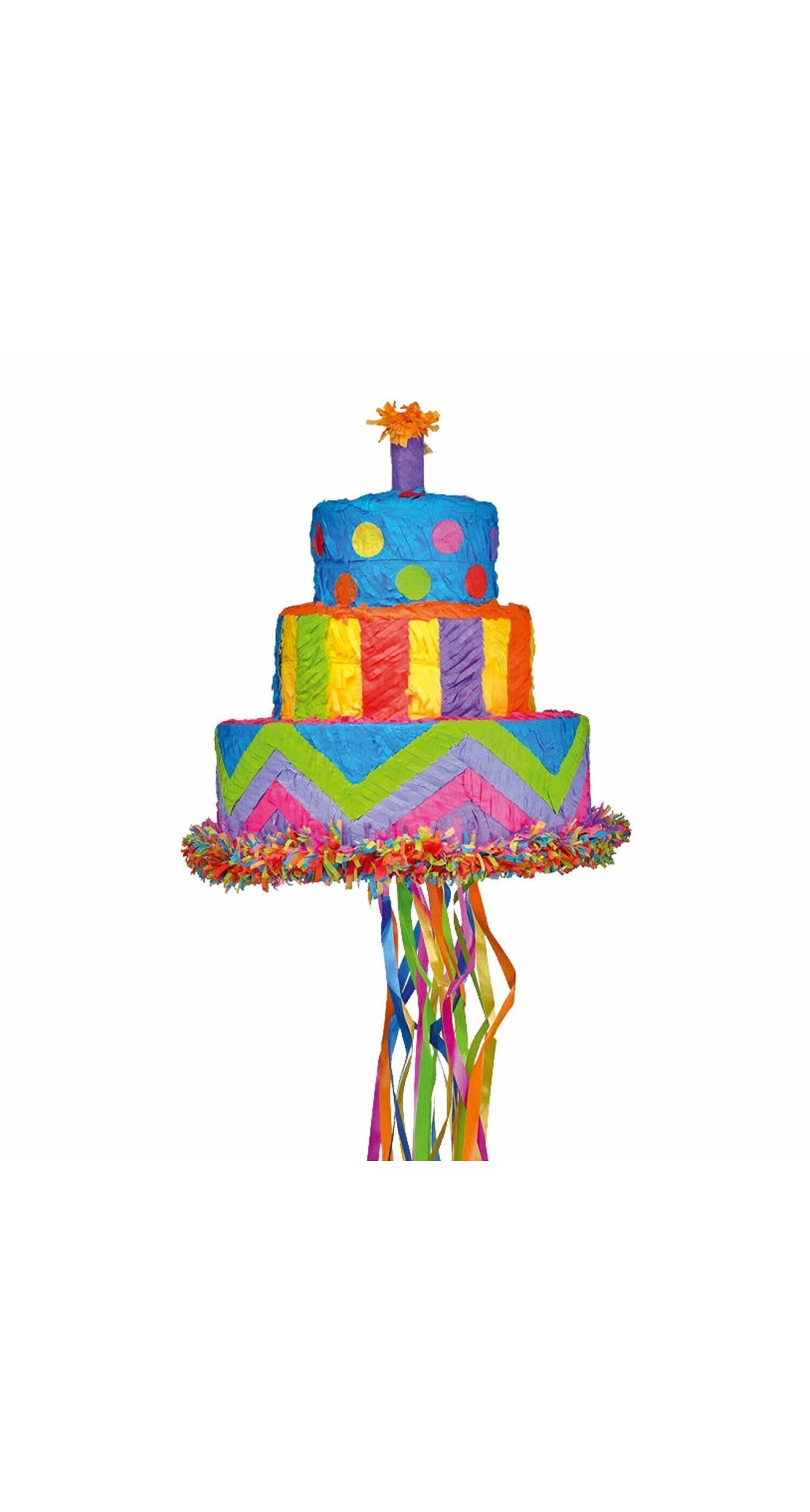Celebration / Birthday Cake Pull Pinata - 27.3cm x 30.4cm x 27.3cm