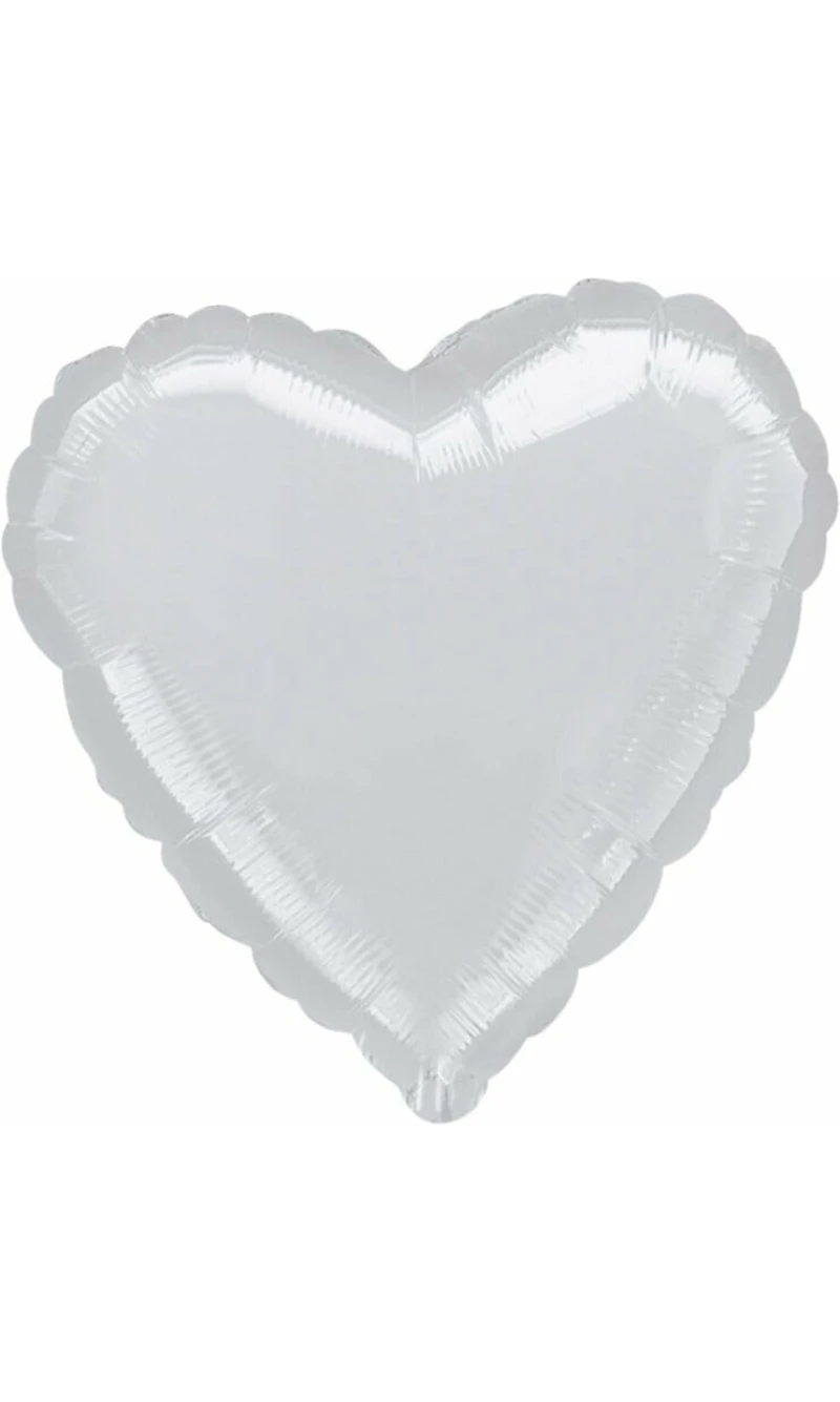 Metallic Silver Jumbo Heart Foil Balloon 32'' (81cm)