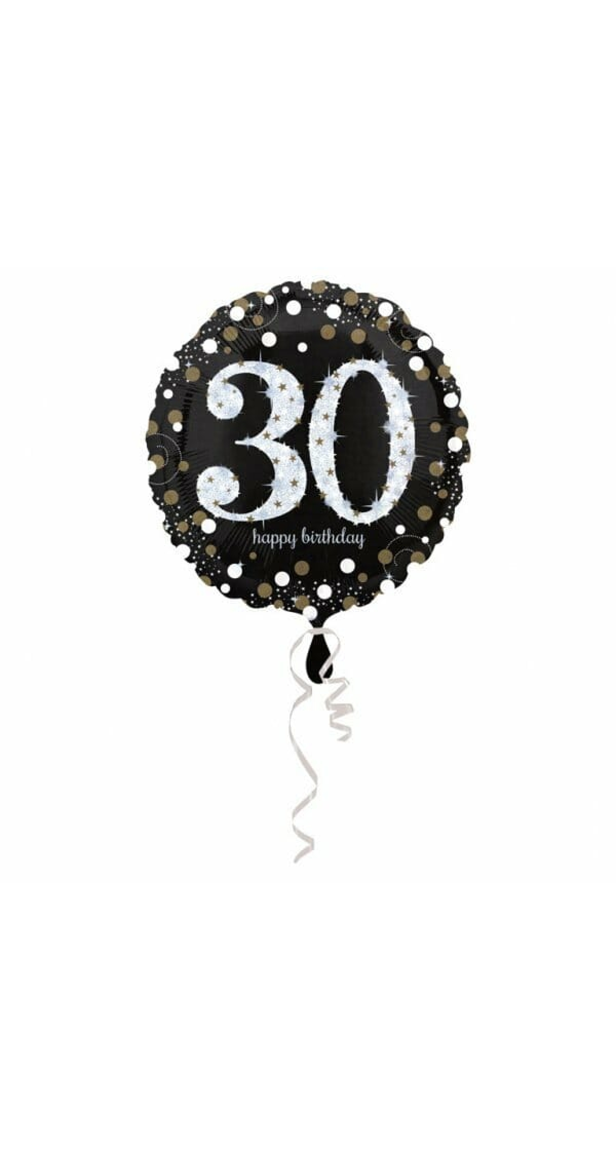 30 Happy Birthday Black Foil Balloon 18'' - 45cm