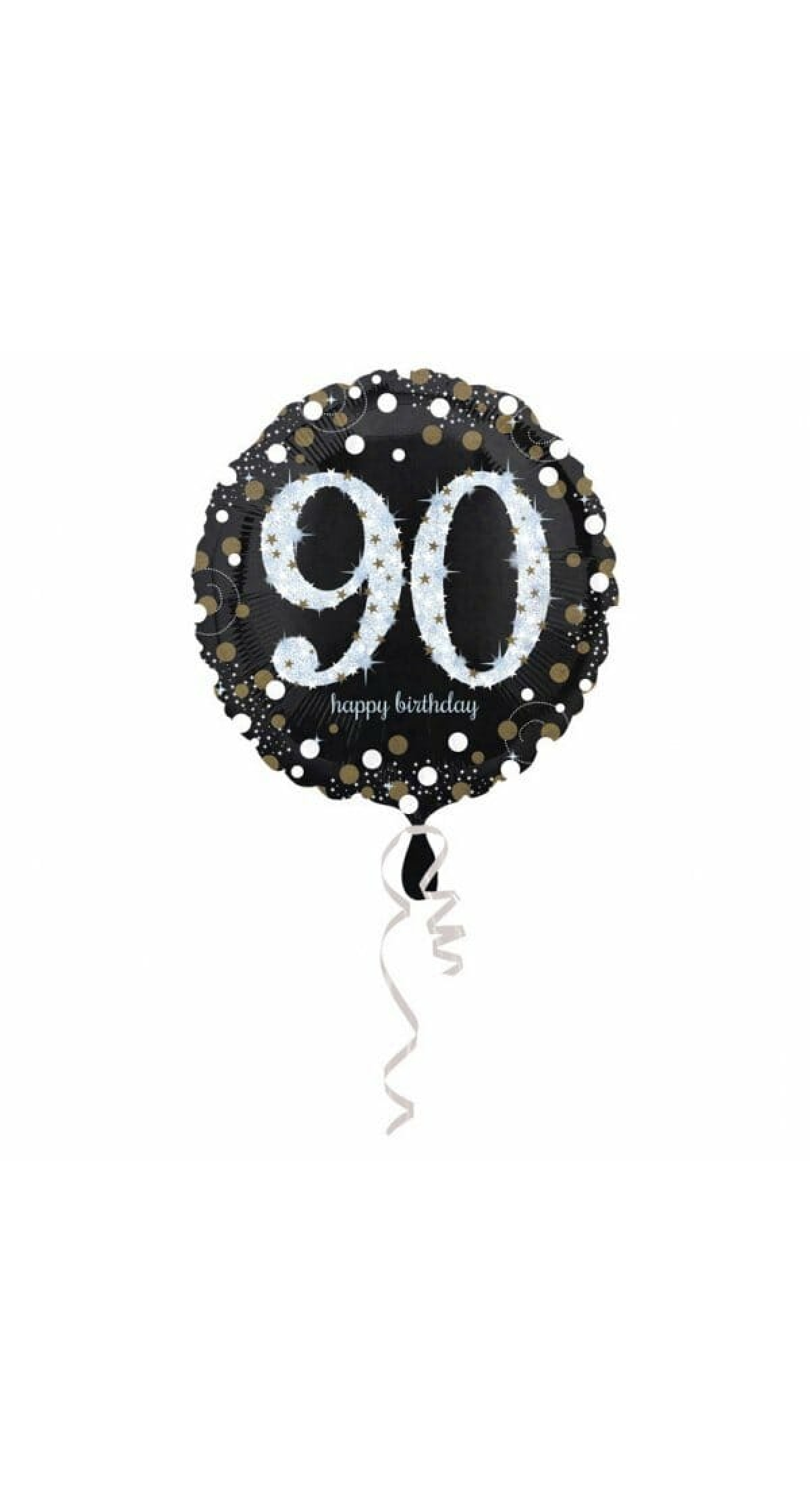 90 Happy Birthday Black/Silver Foil Balloon 18'' - 45cm