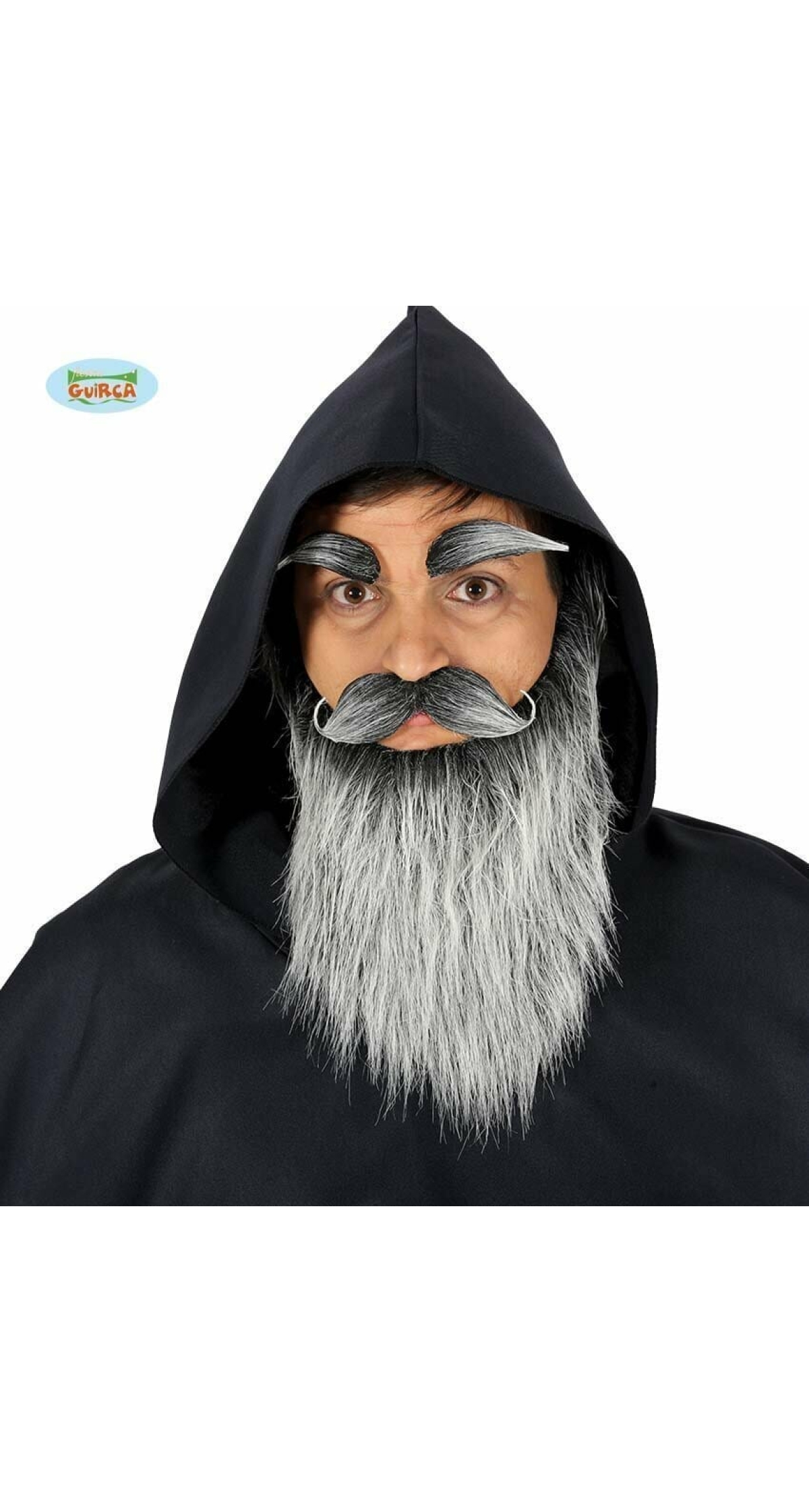 Gray Long Beard With Moustache & Eyebrows