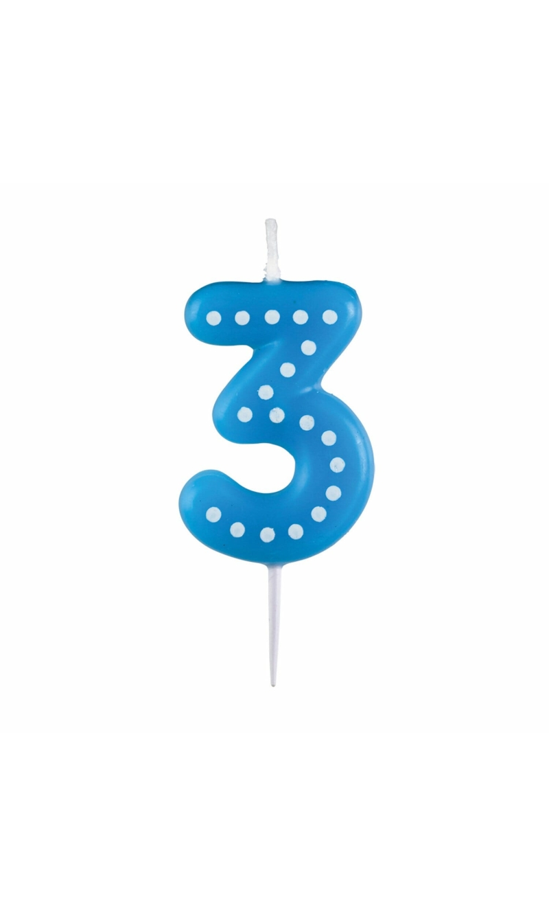 Numeral Candle 3 Dots & Stripes Height 6.5 cm