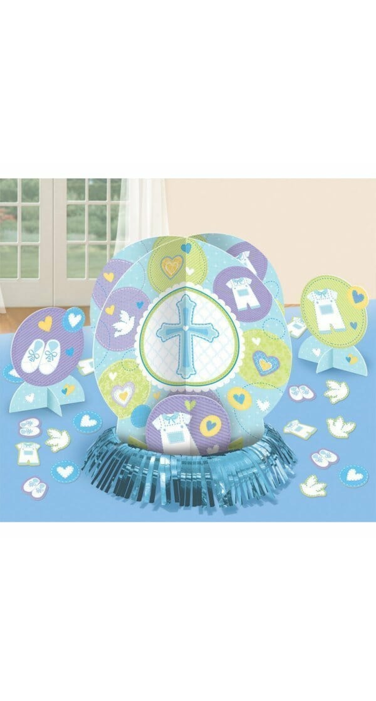 Christening Blue Table Decorating Kit - 3pk