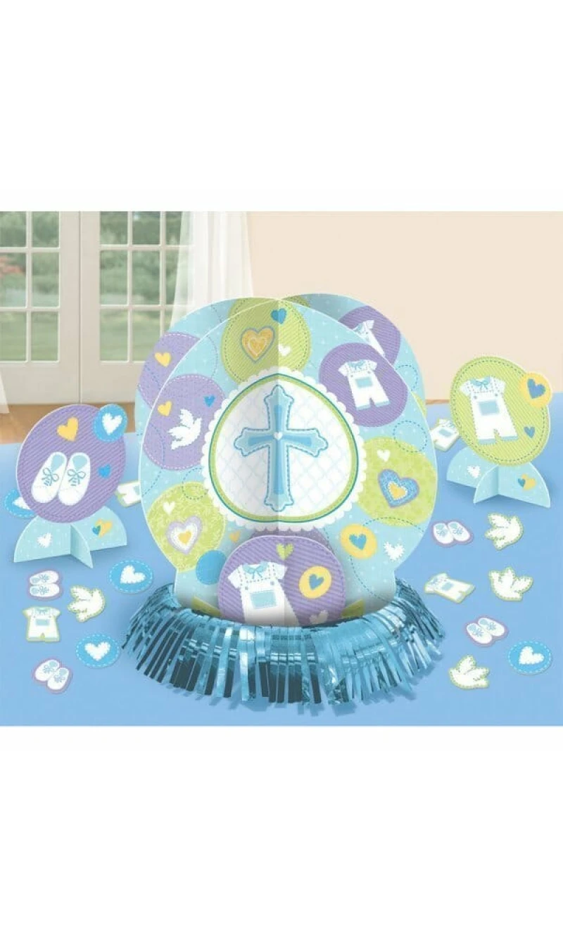 Christening Blue Table Decorating Kit - 3pk