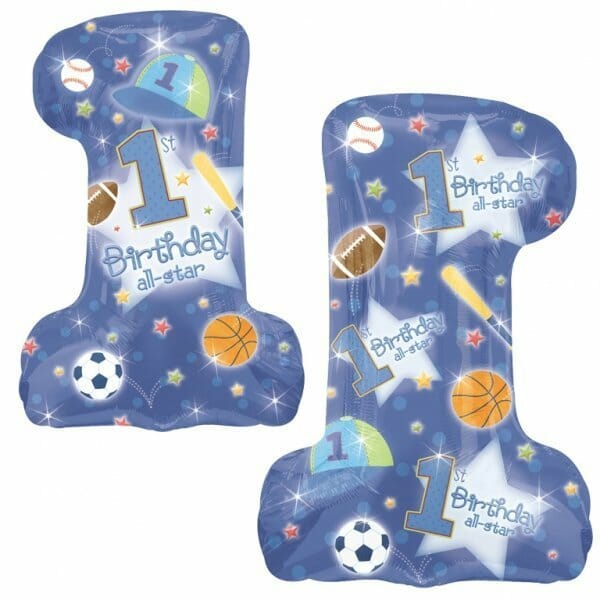 First Birthday All Star Boy Super Shape Foil Balloon - 19" x 28" (48cm x 71cm)