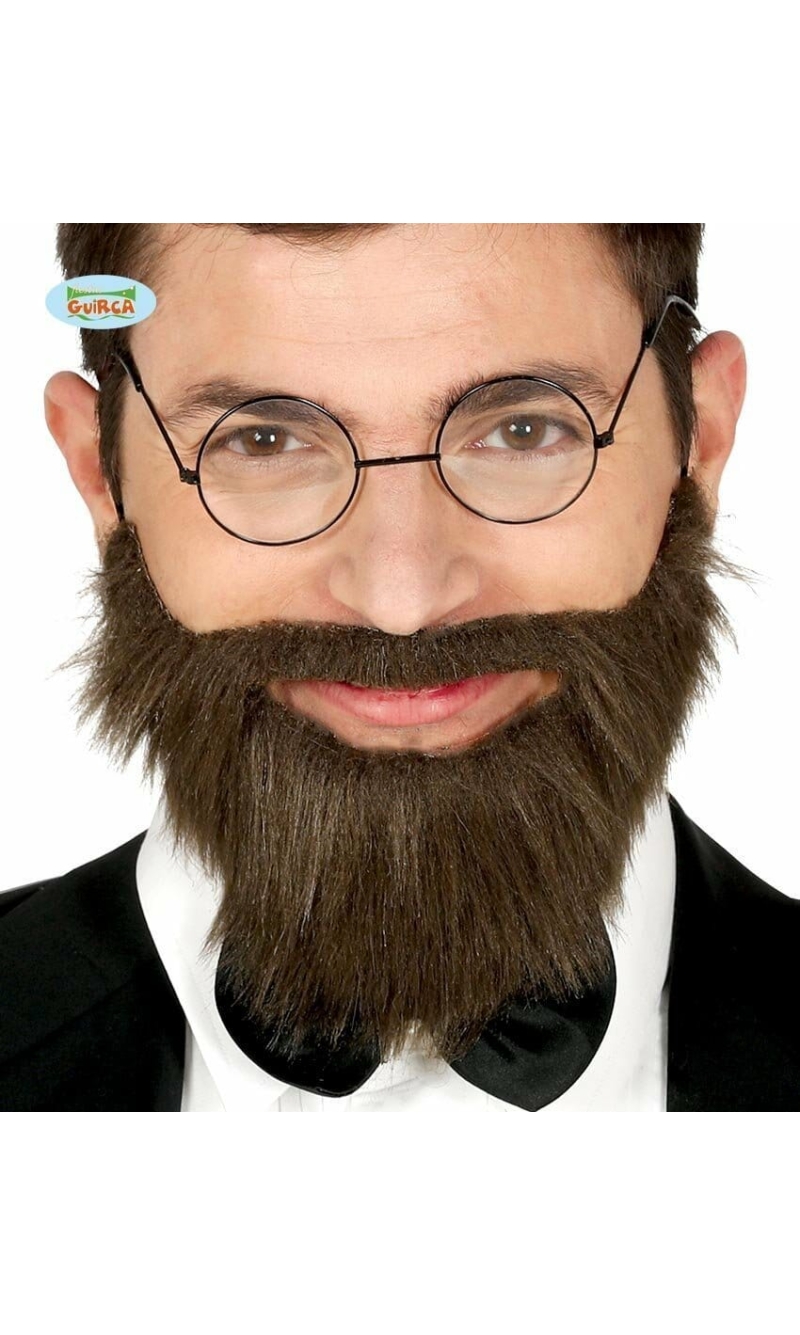 Brown Beard & Moustache With Elastic Rubber - 11961