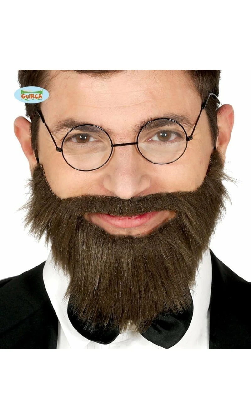Brown Beard & Moustache With Elastic Rubber - 11961