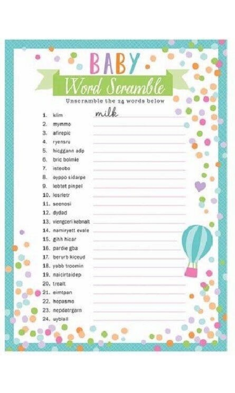 Baby Shower Word Game - 24pc