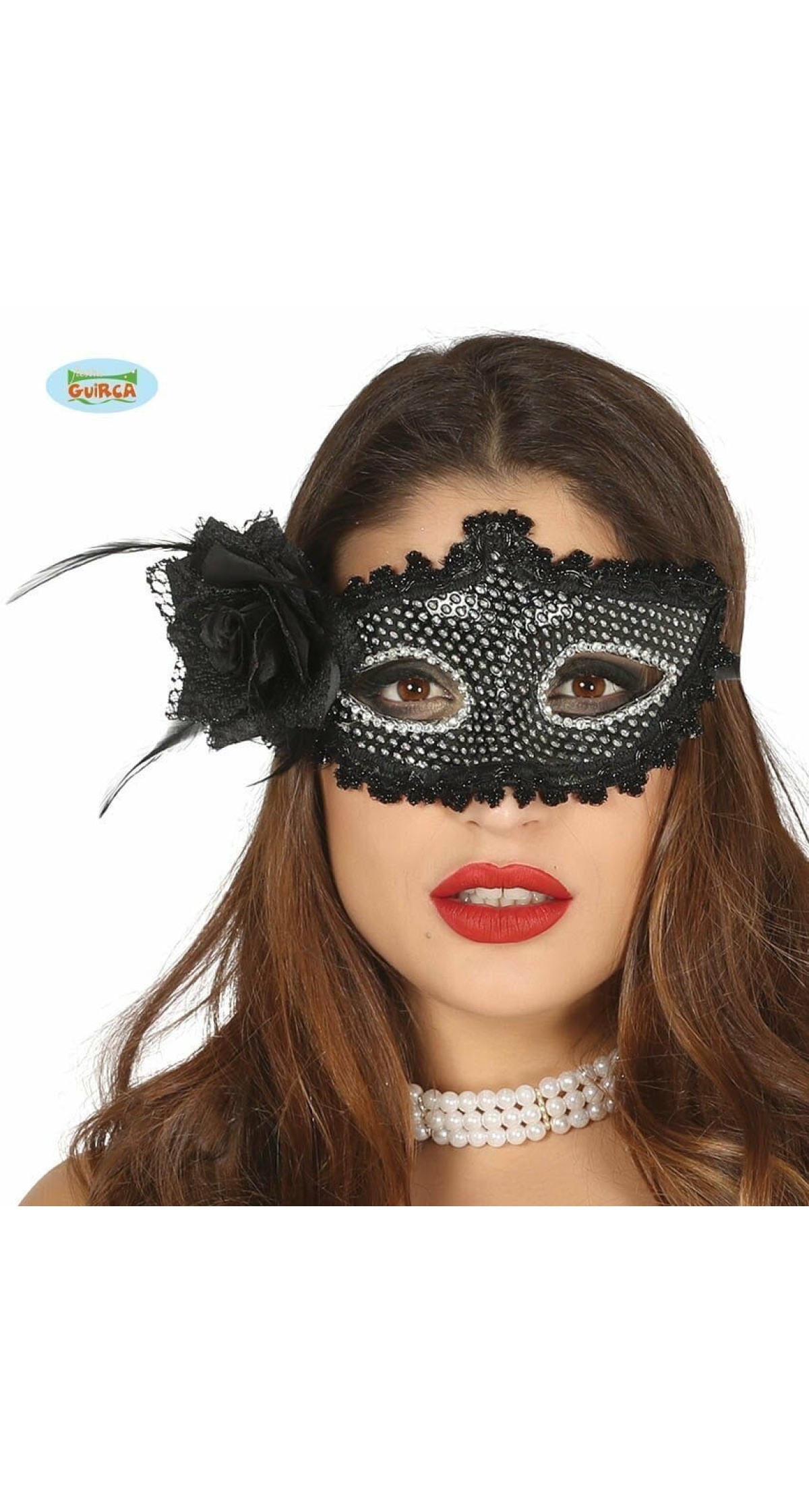 Black Mask With Jewels And Flower