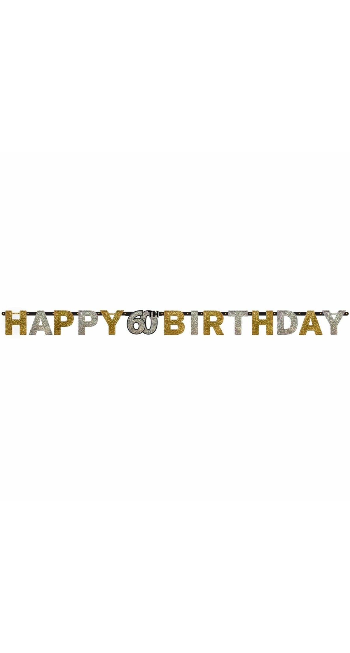 60th Gold Sparkling Celebration Paper Letter Banner - 2.13m