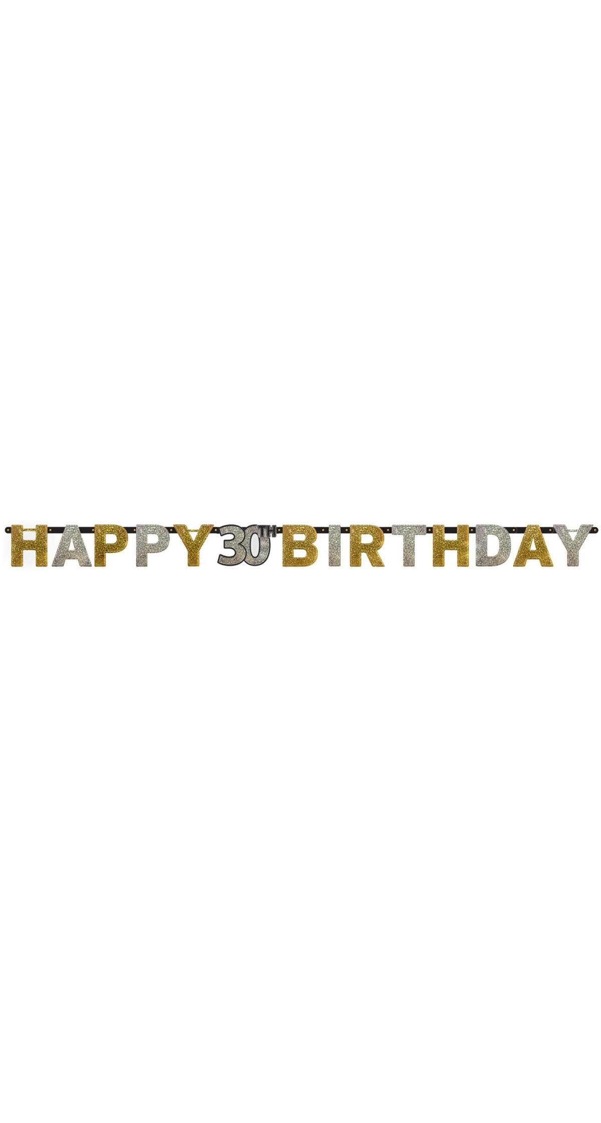 30th Gold Sparkling Celebration Paper Letter Banner - 2.13m