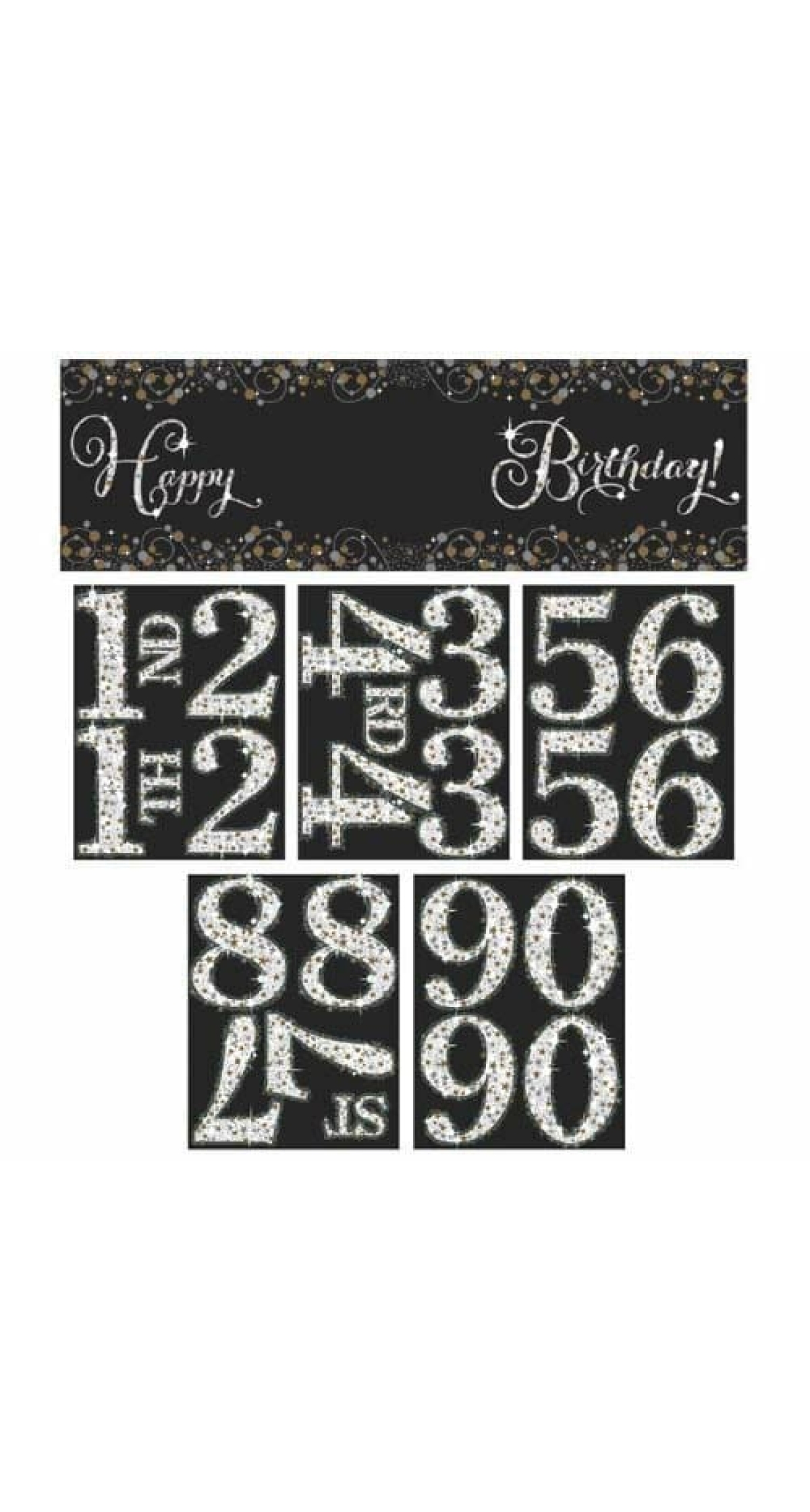Sparkling Gold Celebrations Add Any Age Giant Happy Birthday Banner -  165.1cm x 50.8cm