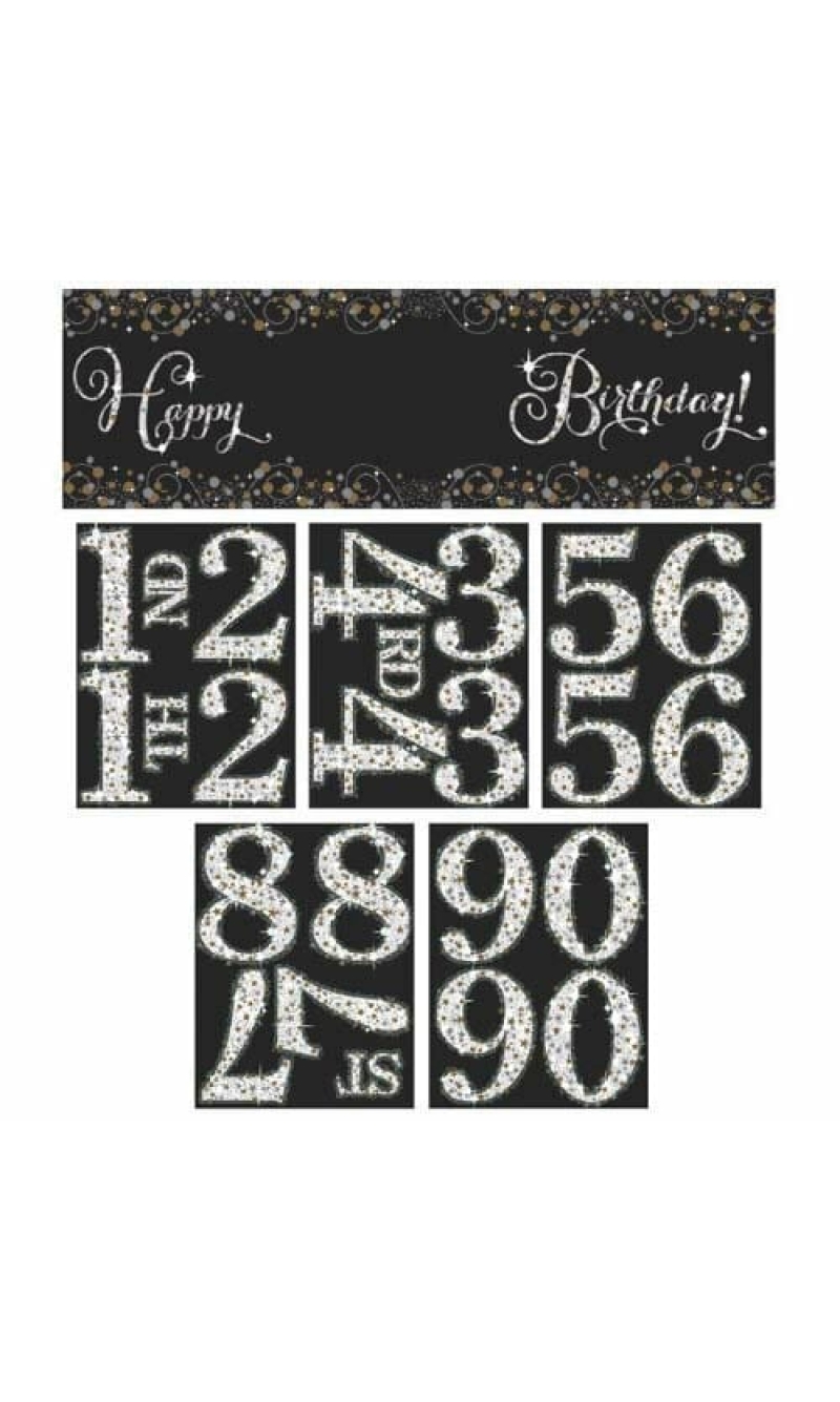 Sparkling Gold Celebrations Add Any Age Giant Happy Birthday Banner -  165.1cm x 50.8cm