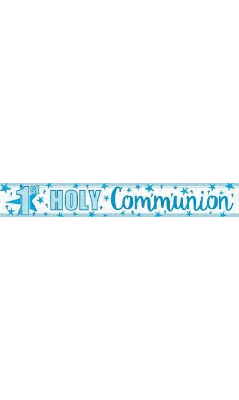 First Holy Communion Holographic Blue Banner 2.7m - 1pk