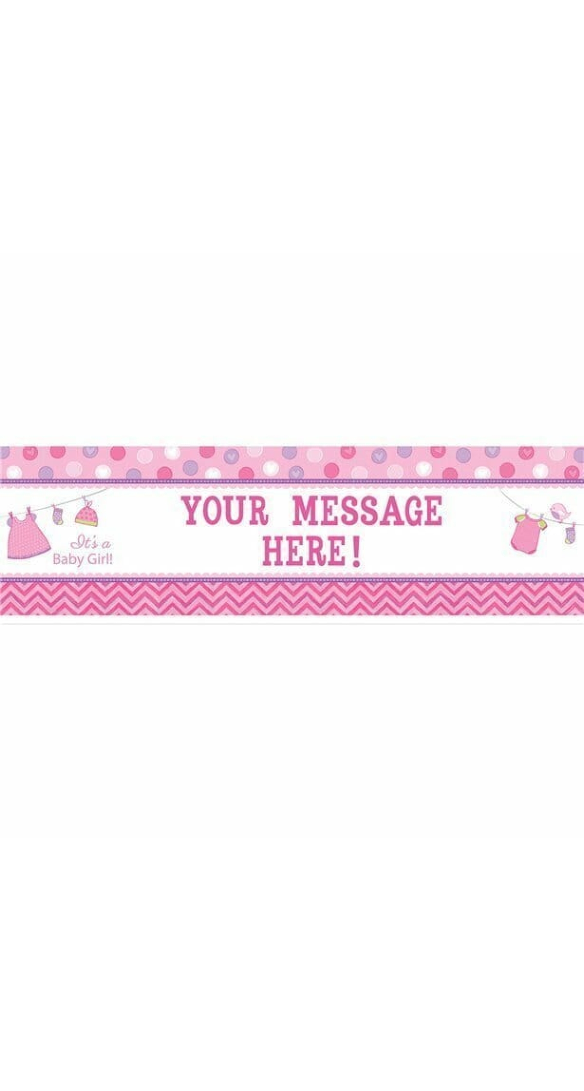 It's A Girl Baby Shower With Love Personalised Giant Banner - 1.65m