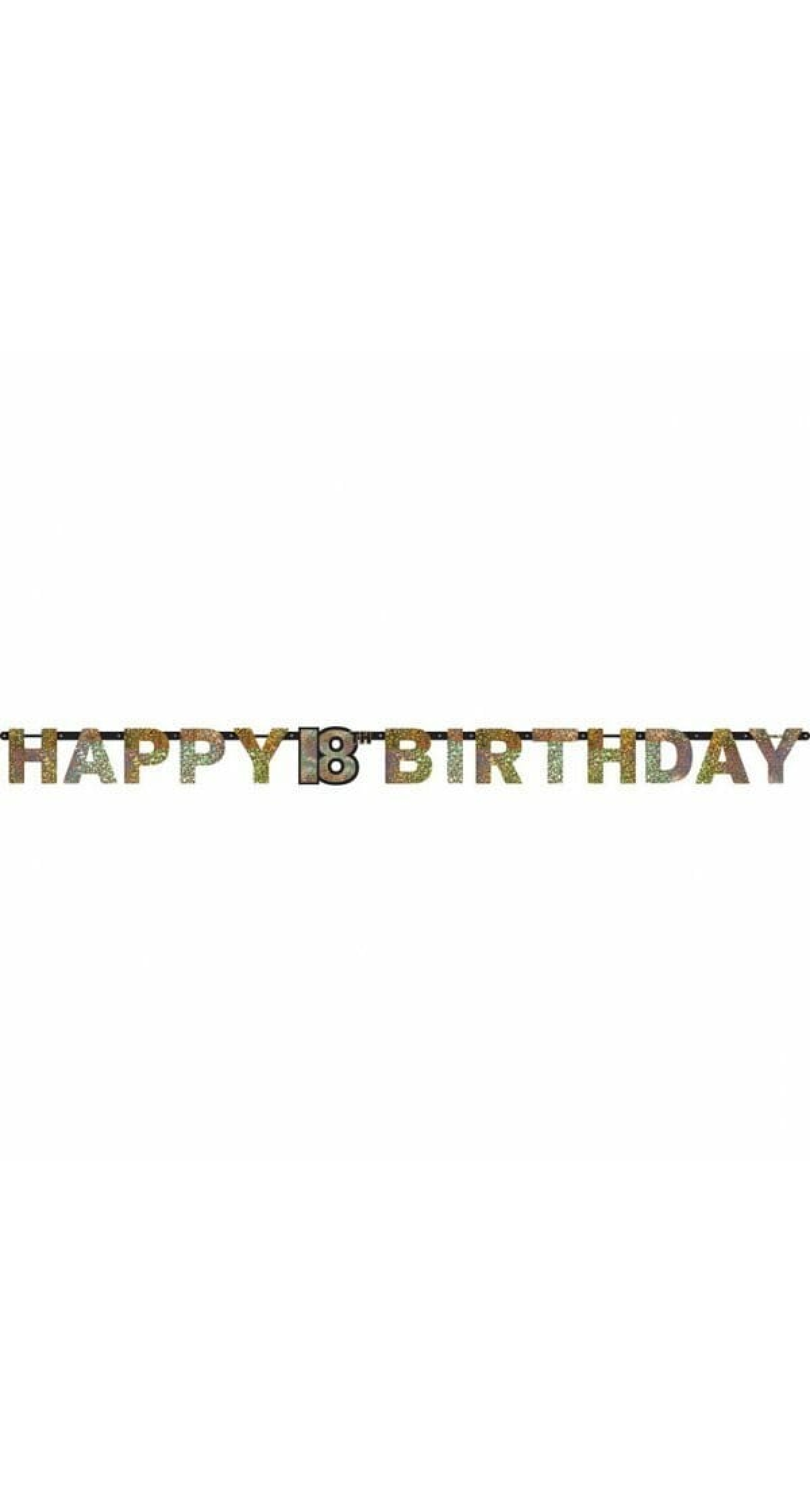 18th Gold Sparkling Celebration Paper Letter Banner - 2.13m