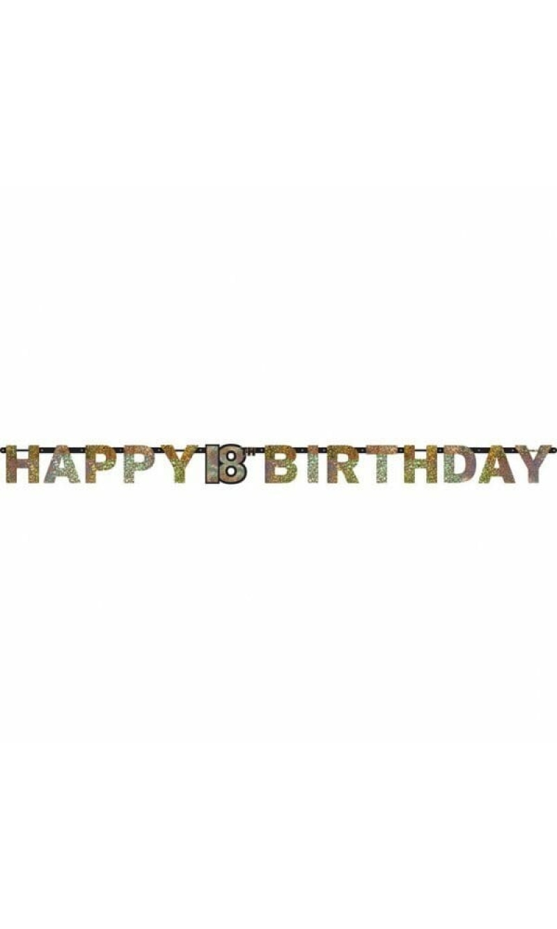 18th Gold Sparkling Celebration Paper Letter Banner - 2.13m
