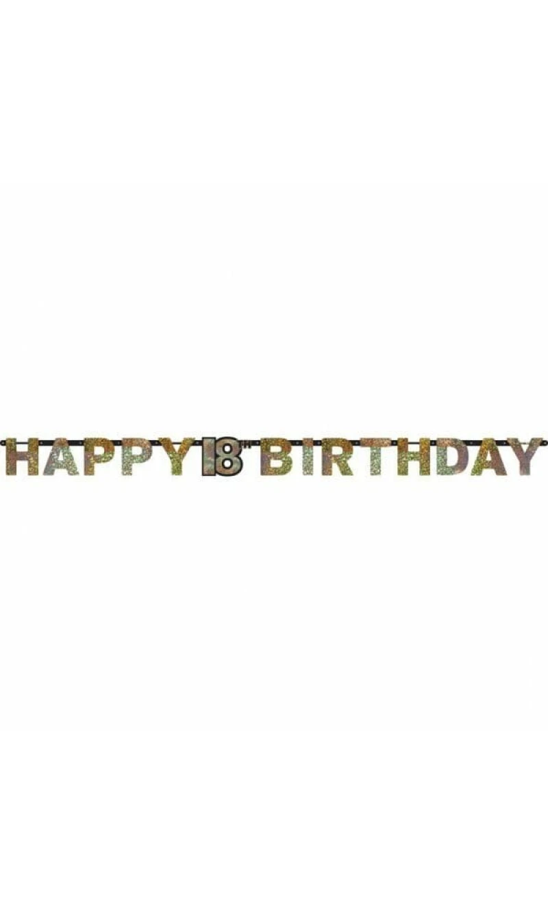 18th Gold Sparkling Celebration Paper Letter Banner - 2.13m