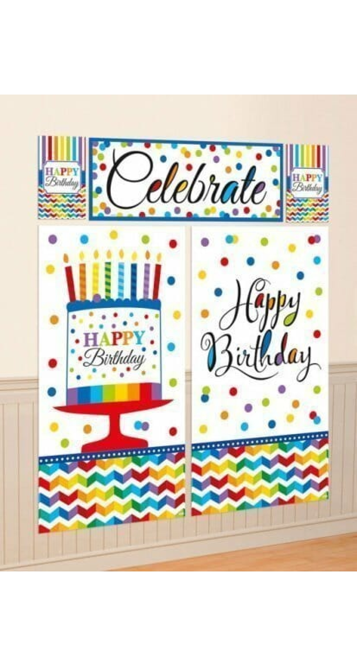 Bright Birthday Scene Setter Decoration Kit - 5 pcs