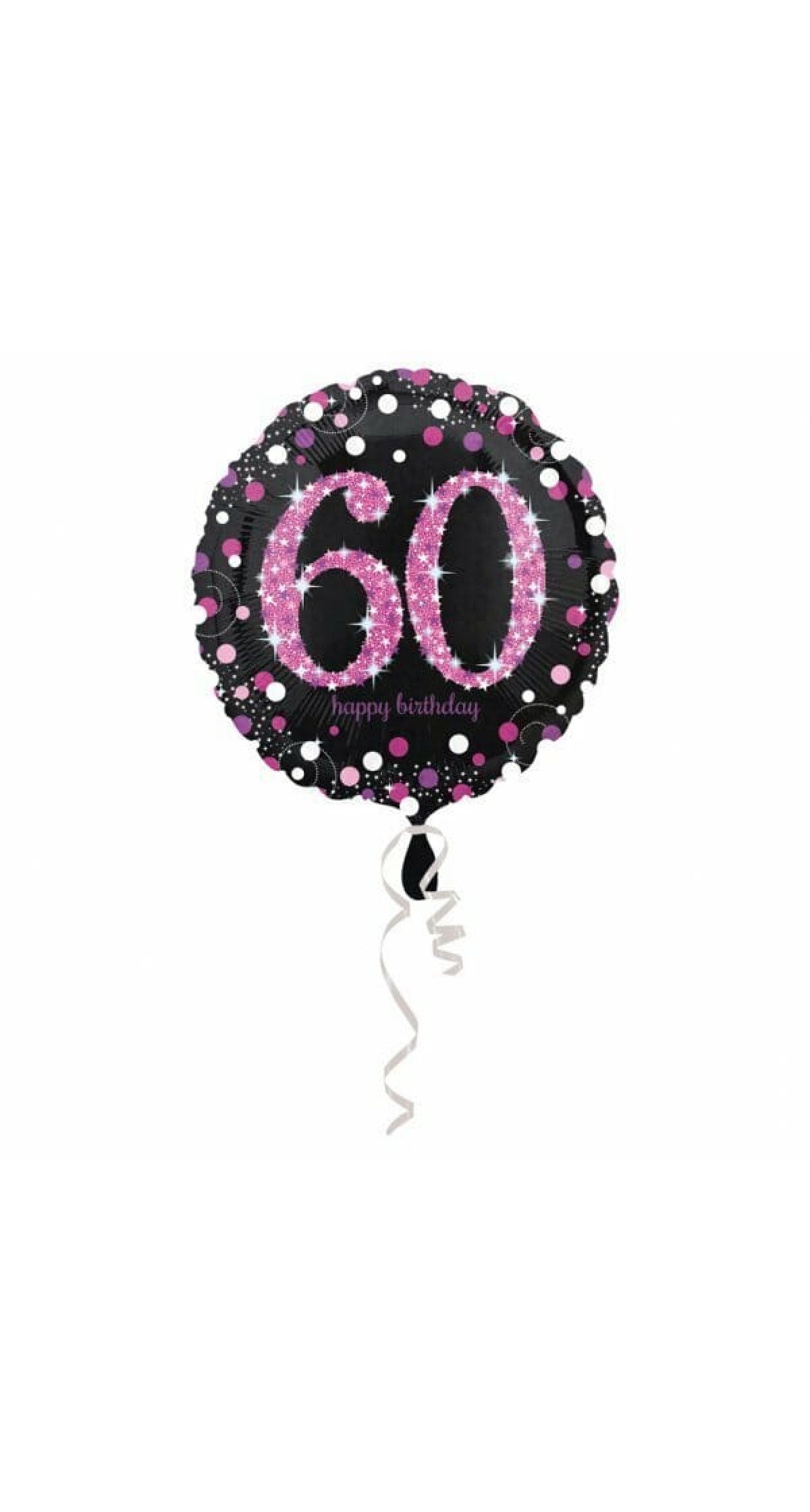 60 Happy Birthday Black/Pink Foil Balloon 18'' - 45cm