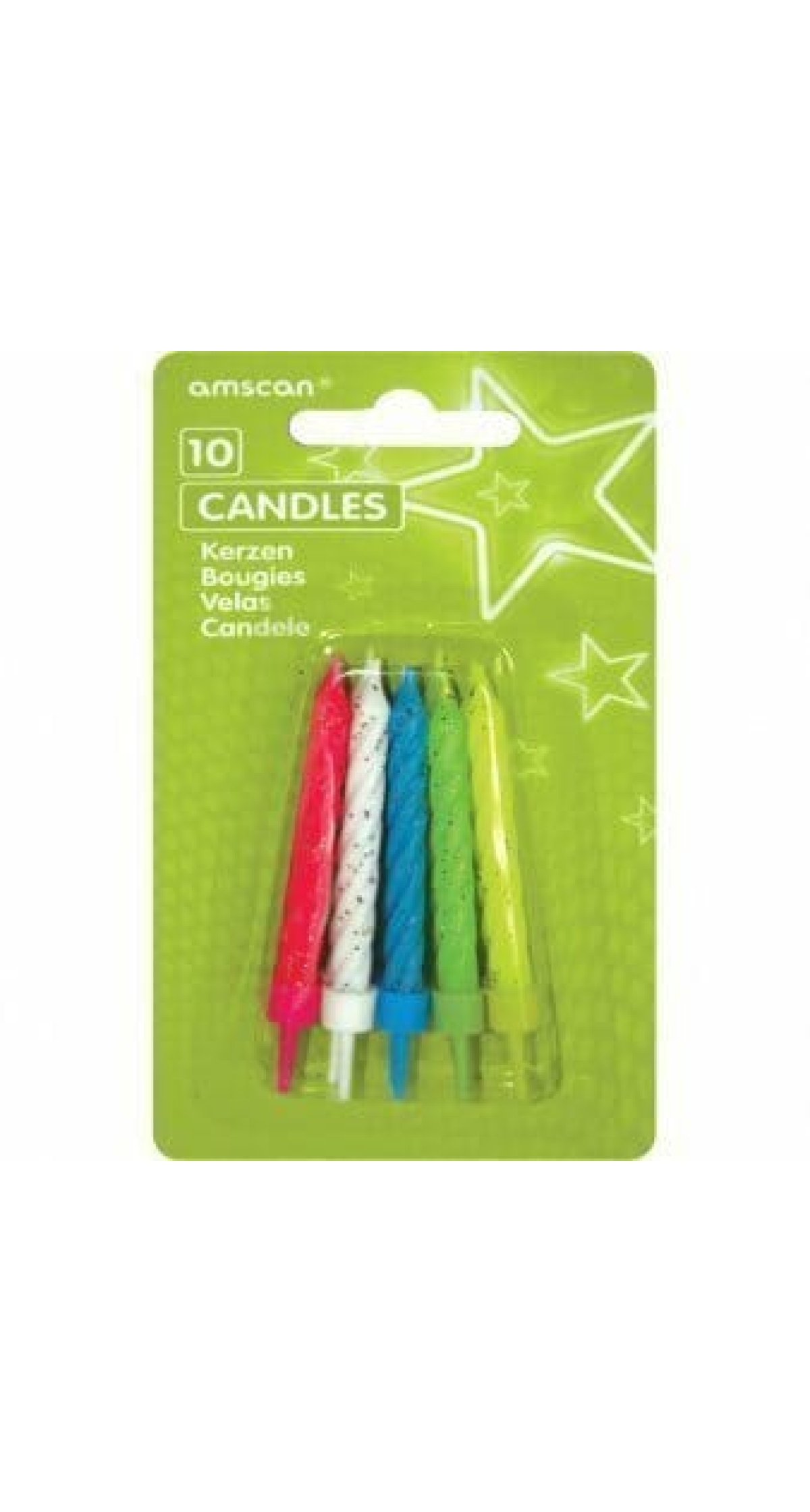 Candles Glitter Assorted with Holders (6.3cm) - 10pk