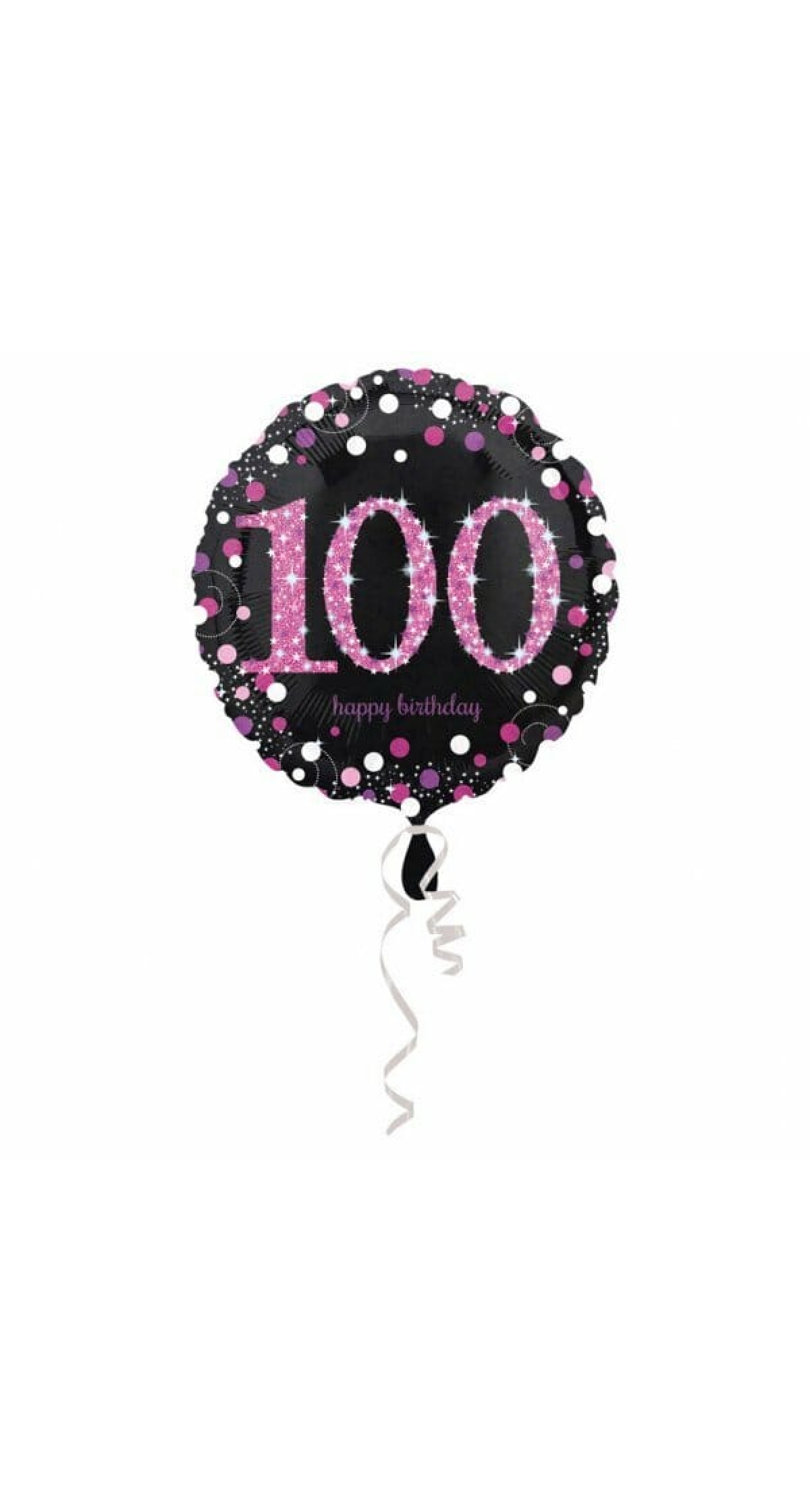 100 Happy Birthday Black/Pink Foil Balloon 18'' - 45cm