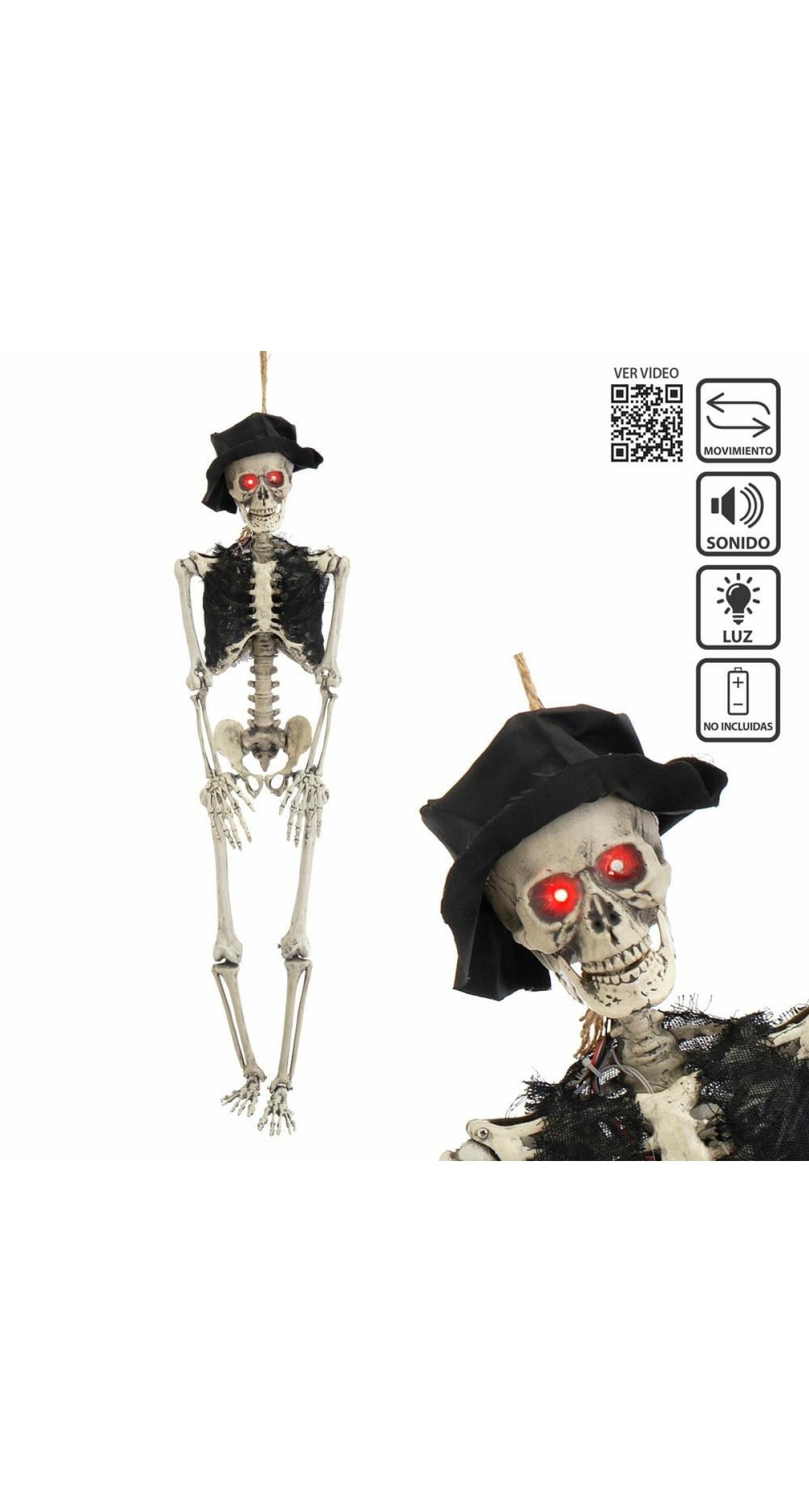 Hanging Skeleton Groom with Light Sound & Movement - 25x13x100cm