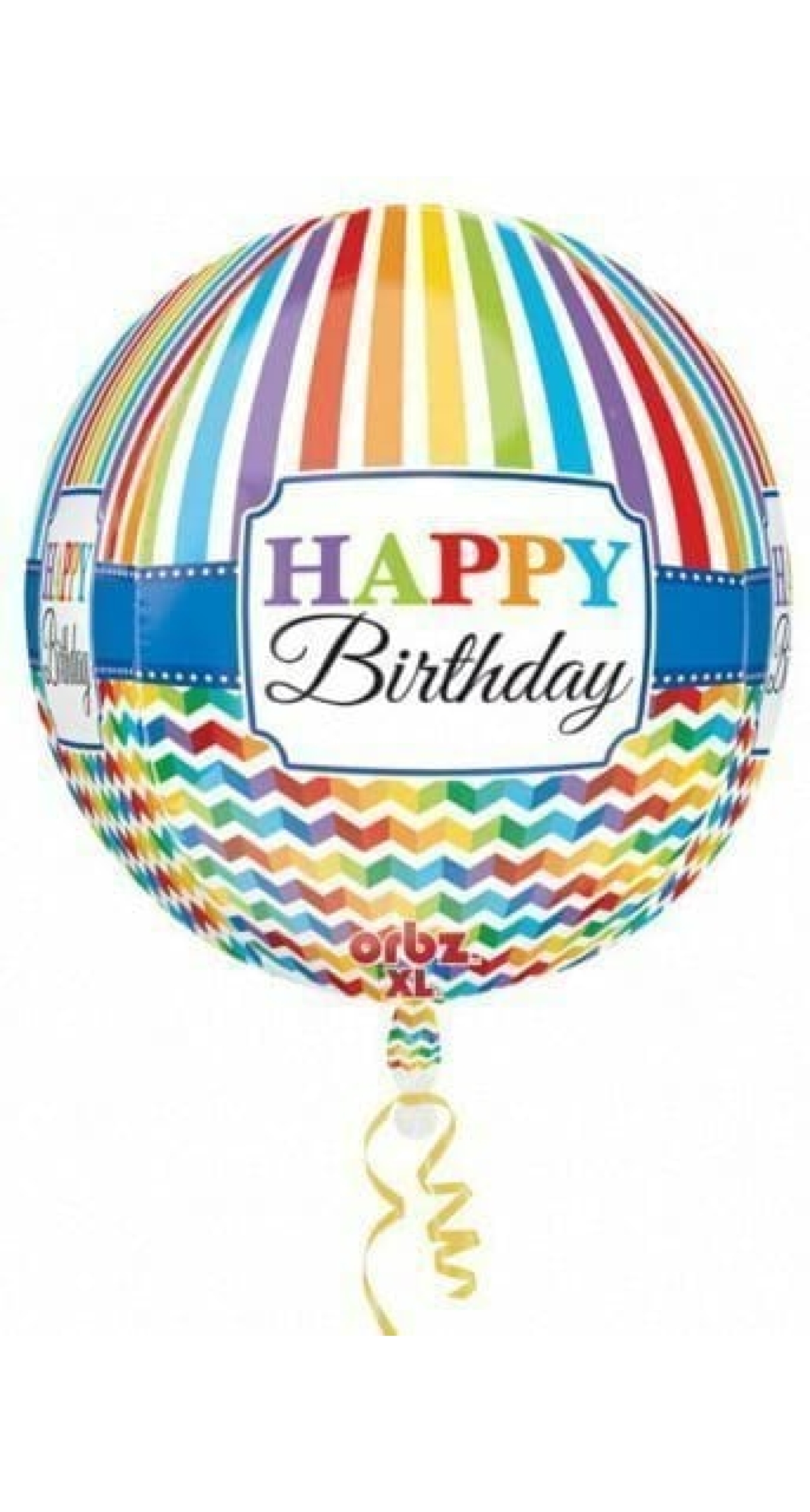 Stripe & Chevron Orbz Round Foil Balloon 15" x 16" (38cm x 40cm)
