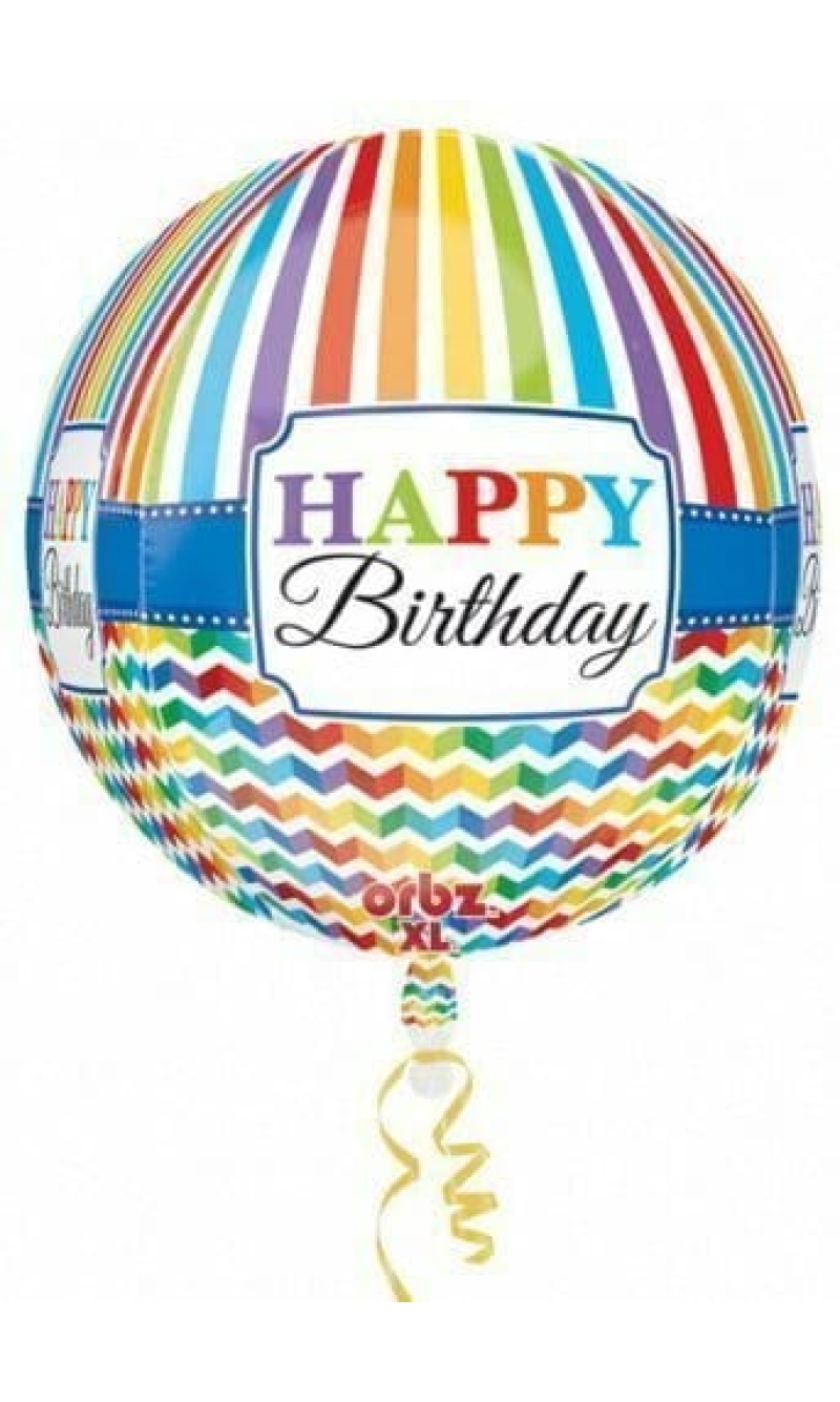 Stripe & Chevron Orbz Round Foil Balloon 15" x 16" (38cm x 40cm)