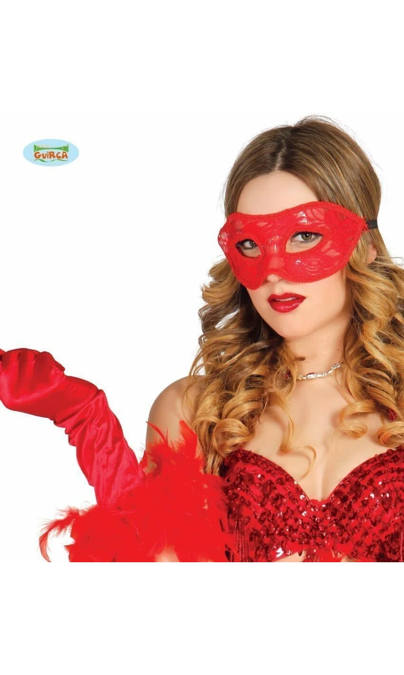 Venetian Lace Red Mask (Antifaz) - Adult One Size
