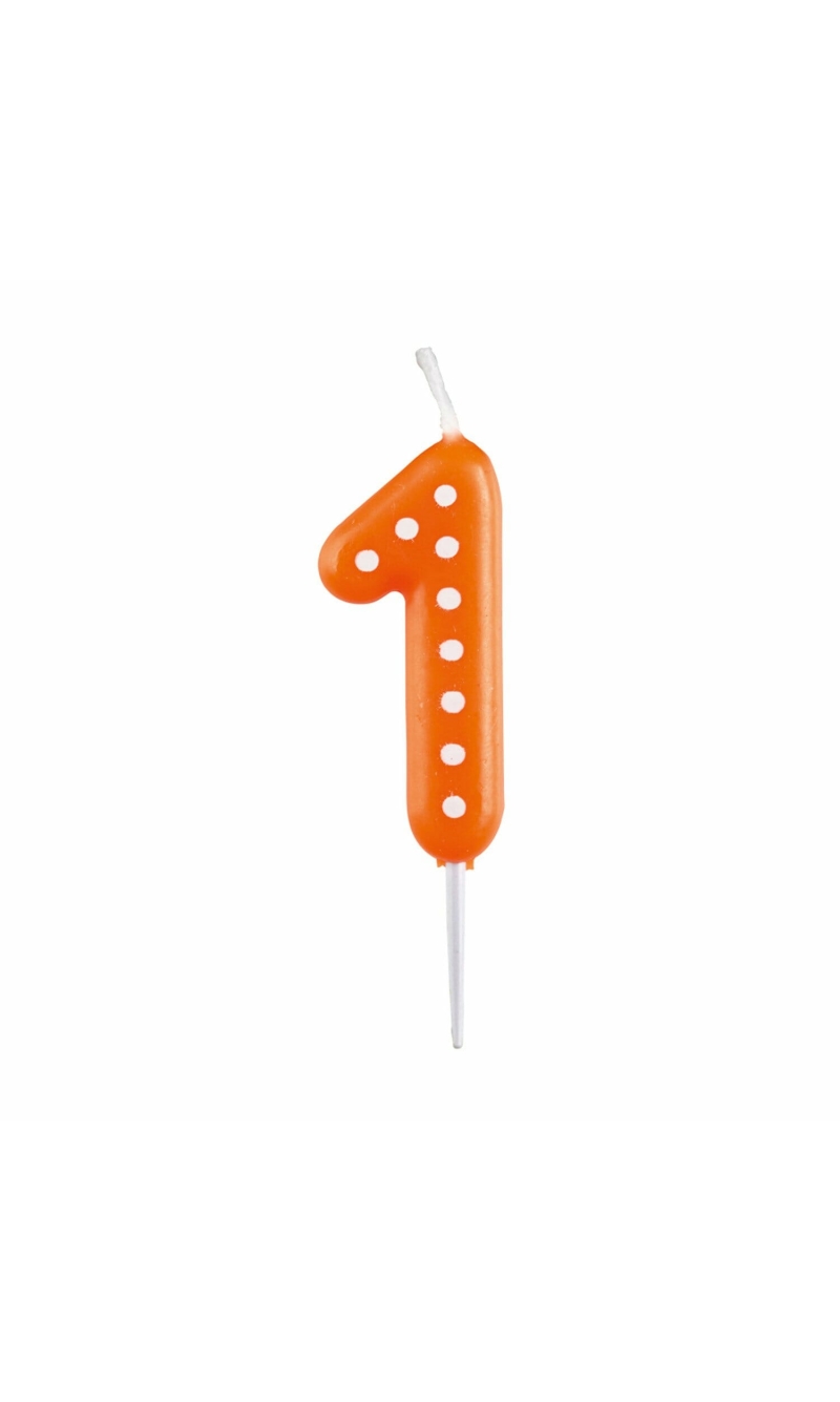 Numeral Candle 1 Dots & Stripes Height 6.5 cm